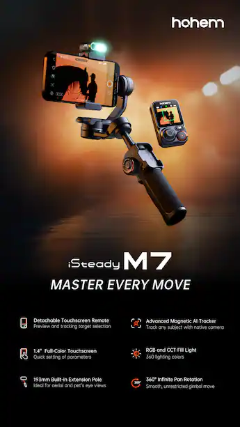 Hohem iSteady M7 3 Axis Gimbal Stabilizer for Smartphone w/ AI Hohem iSteady M7 3 Axis Gimbal Stabilizer for Smartphone w/ AI