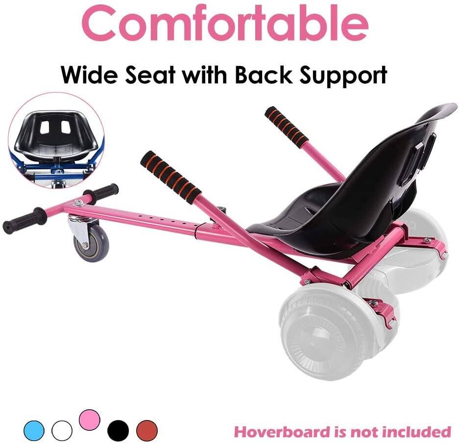 Comfortable  
Wide Seat with Back Support  

Hoverboard is not included