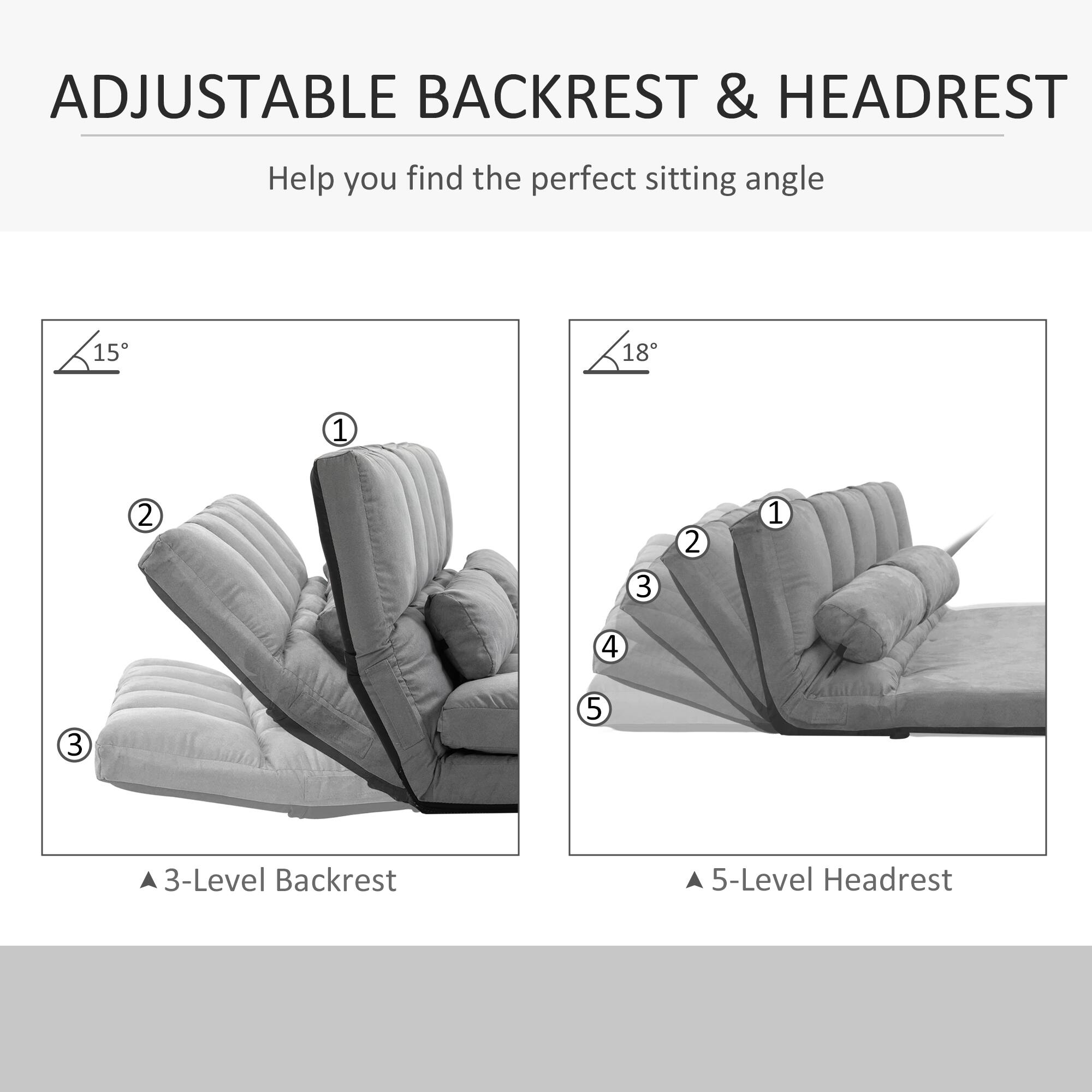 ADJUSTABLE BACKREST & HEADREST
Help you find the perfect sitting angle
15
18
1
2
3
4
5
3-Level Backrest
5-Level Headrest