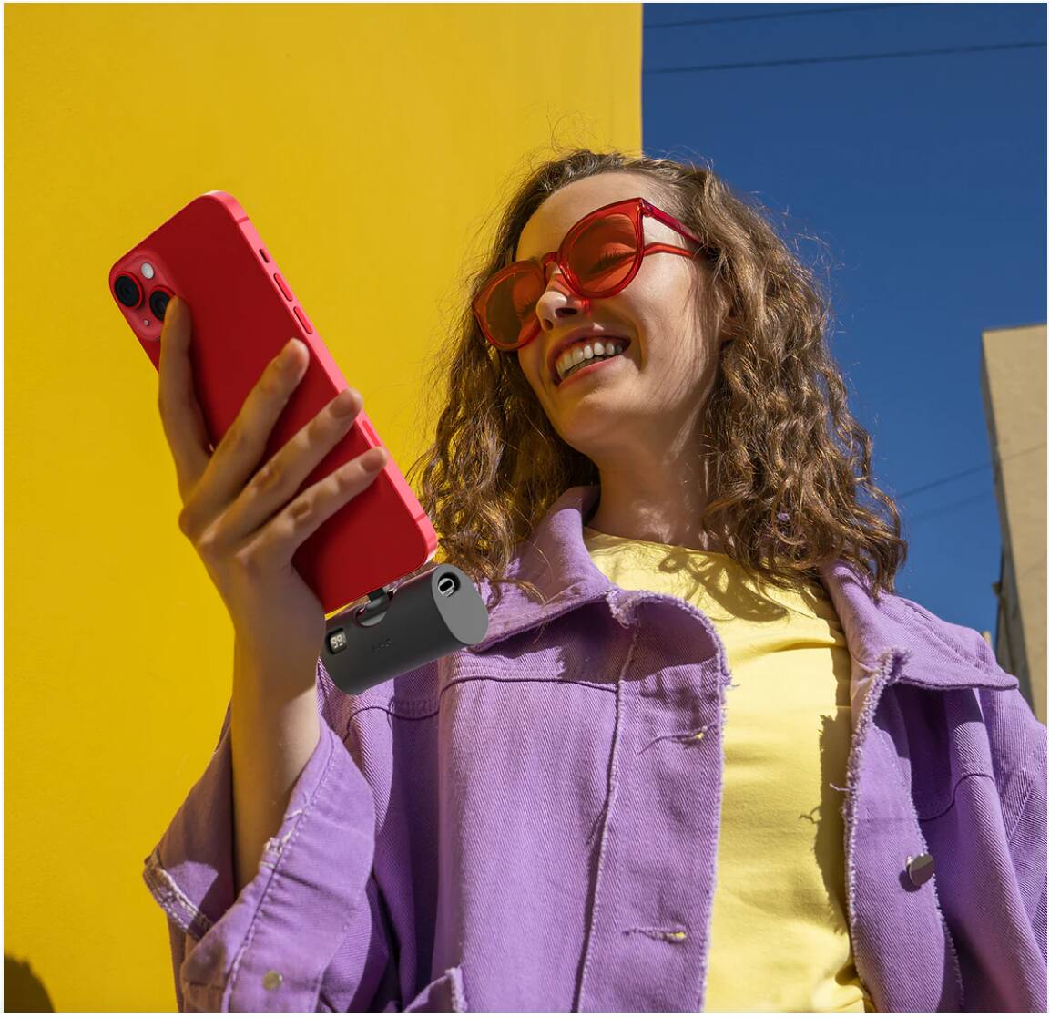 Angle. iWalk - iWalk 5000mah Lightning/USB-C Small Portable Ultra Compact Power Bank Portable Charger - Pink.