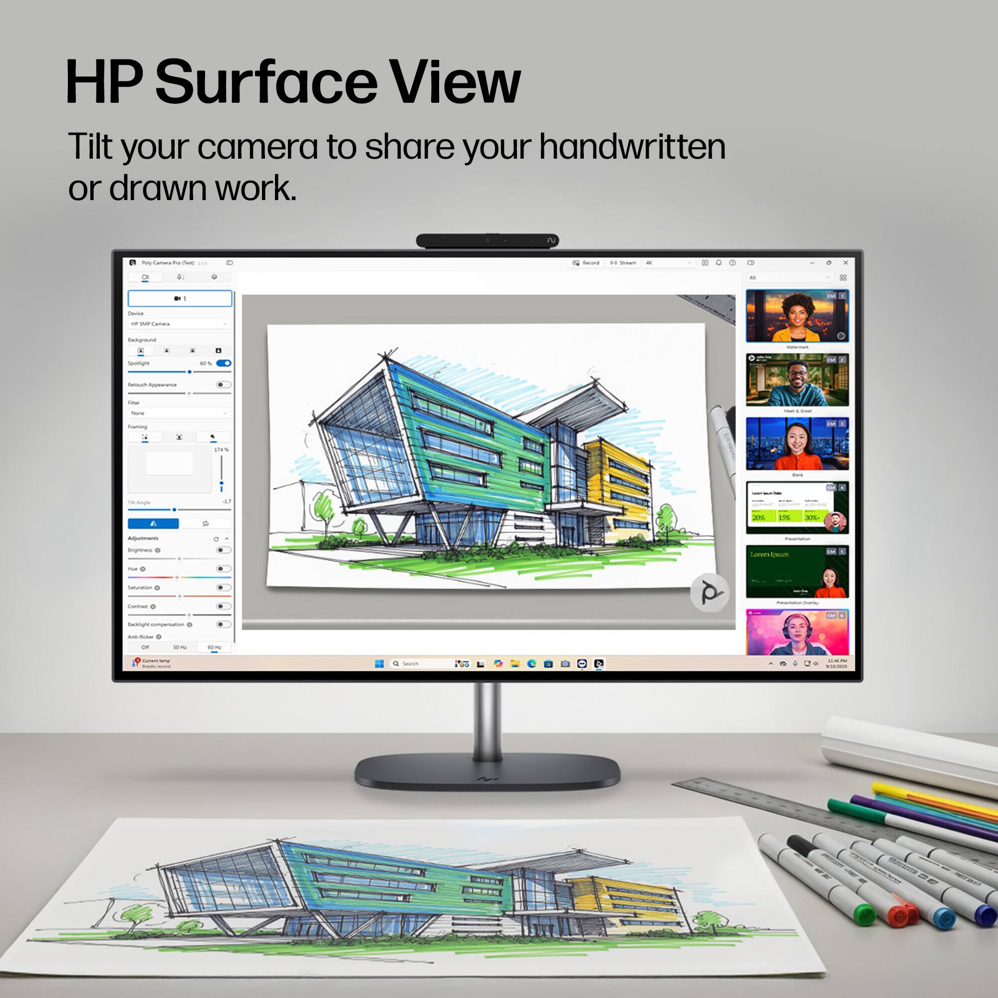 HP Surface View

Tilt your camera to share your handwritten or drawn work.