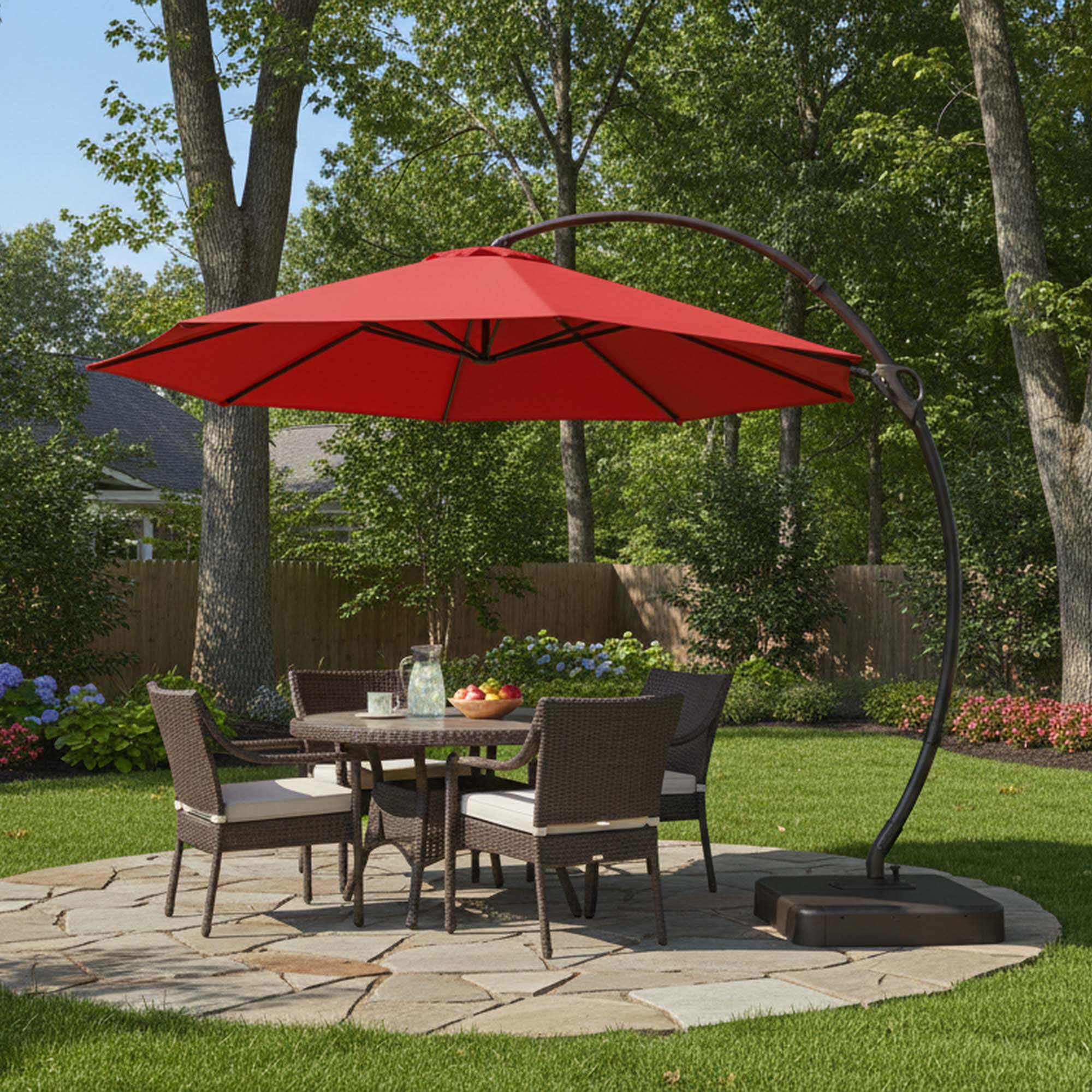 Alt View 1. Boyel Living - 12ft New Brick Red Luxury Cantilever Patio Umbrella UV Protection - Red.