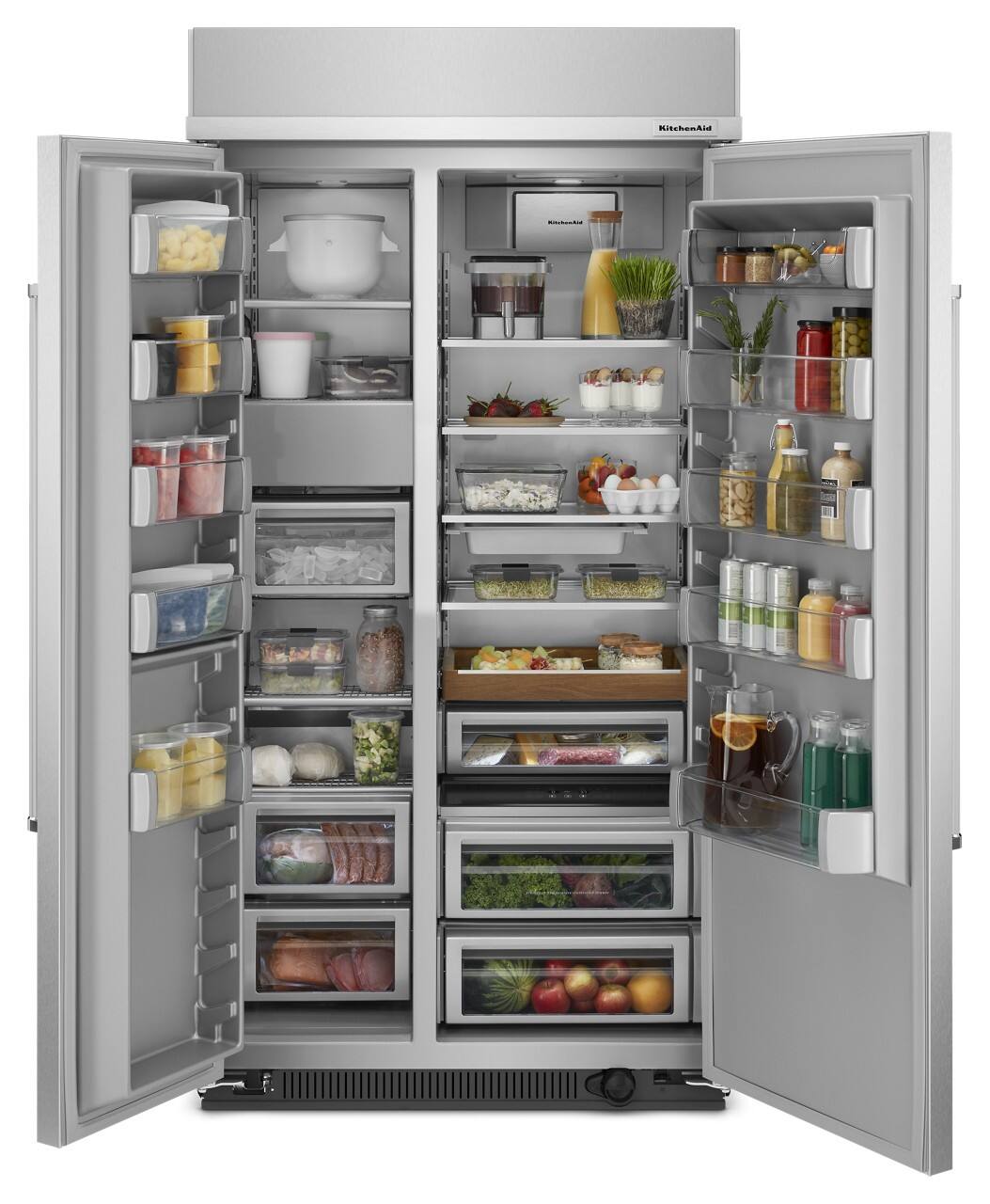 Alt View 2. KitchenAid - 25.5 Cu. Ft. Side-by-Side Refrigerator with Under-Shelf Prep Zone - Stainless Steel with PrintShield Finish.