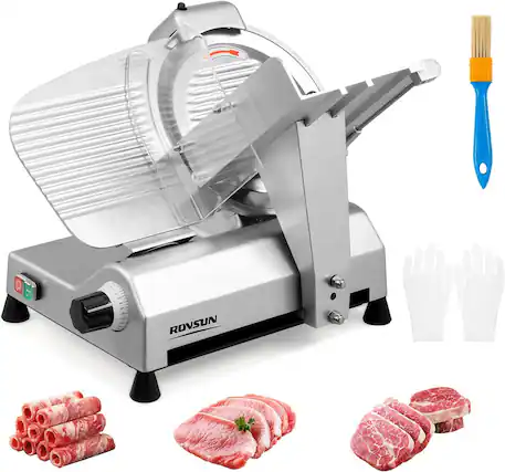 Front. Winado - 270W Commercial Meat Slicer, 12 inch Electric Meat Slicer Machine with Adjustable Thickness(0-18mm), Meat Food Slicer - Silver.