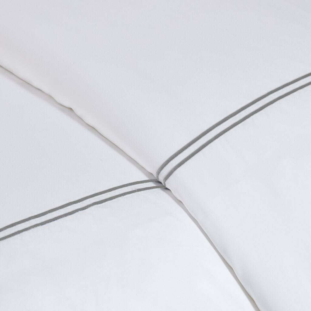 Alt View 5. Gracie Mills - Gracie Mills Mooney 500 Thread Count Embroidered Cotton Sateen Duvet Cover Set - White/Grey.
