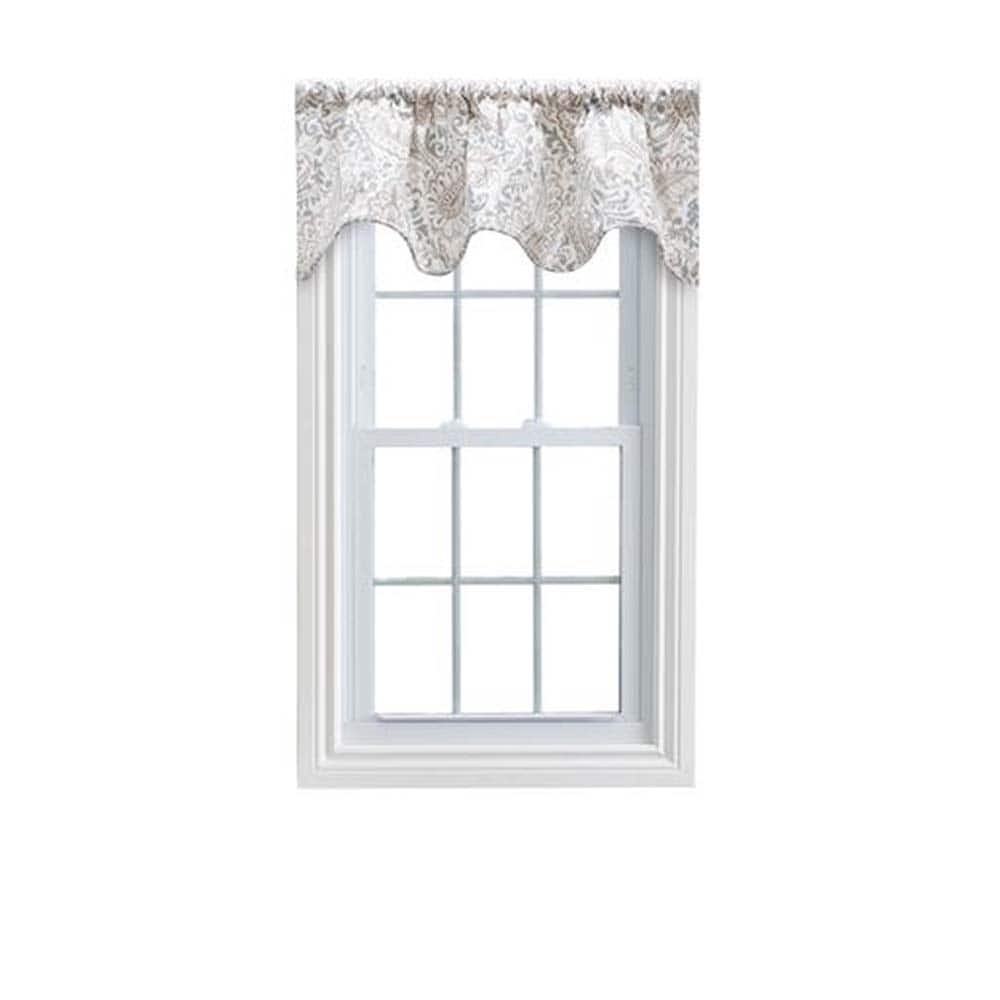 Photos - Other Decoration Shannon Ellis Curtain - Ellis  Printed Paisley Pattern on Cotton Fabric Scallop Valance Lined 3" Rod Pocket 50"x16" - Natural 