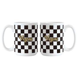 Logo Brands - Vegas Golden Knights 2-Pack 15oz. Checkered Wordmark Mug Set - Multicolor