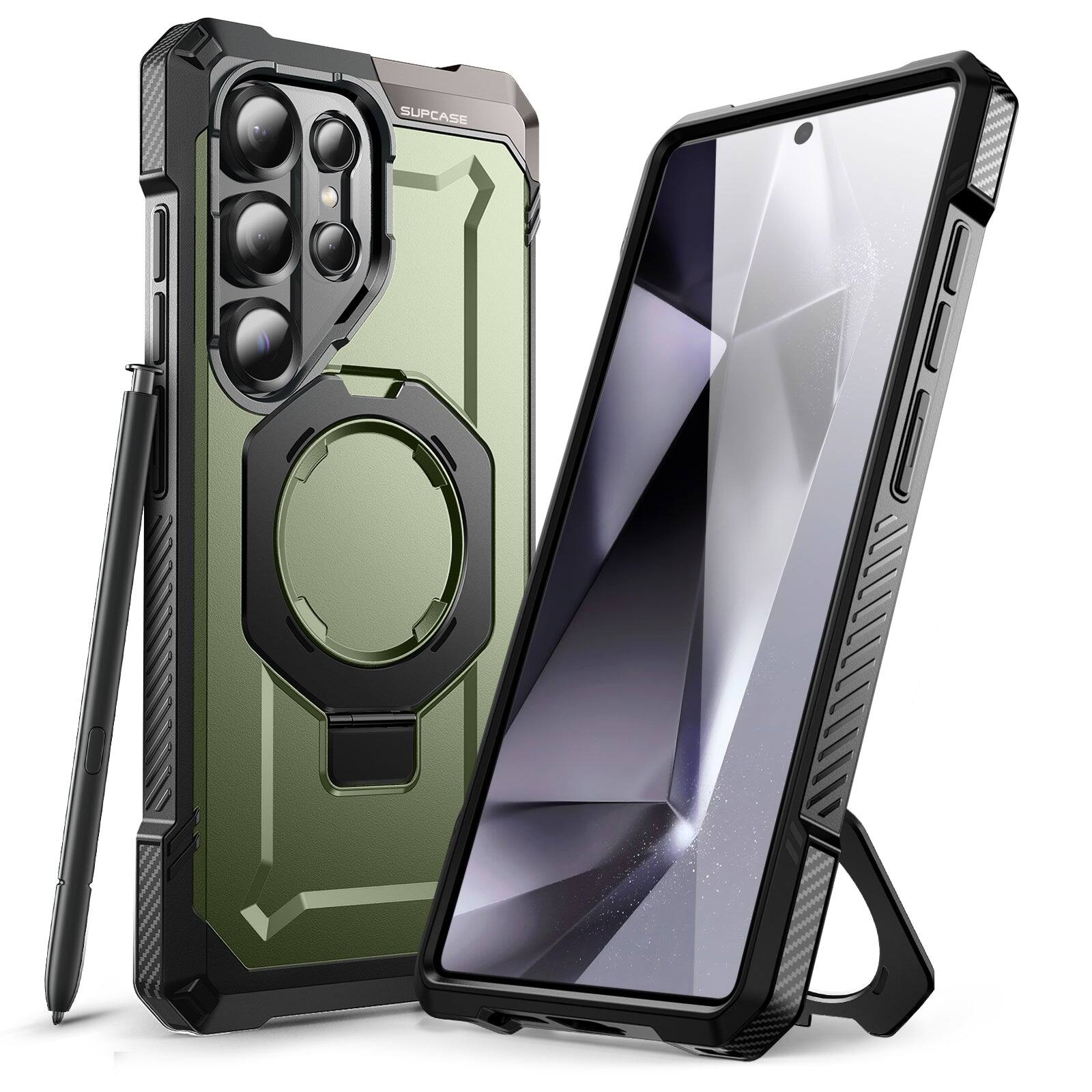 Angle. SUPCASE - Galaxy S25 Ultra UB Grip MagSafe Phone Case - Green.