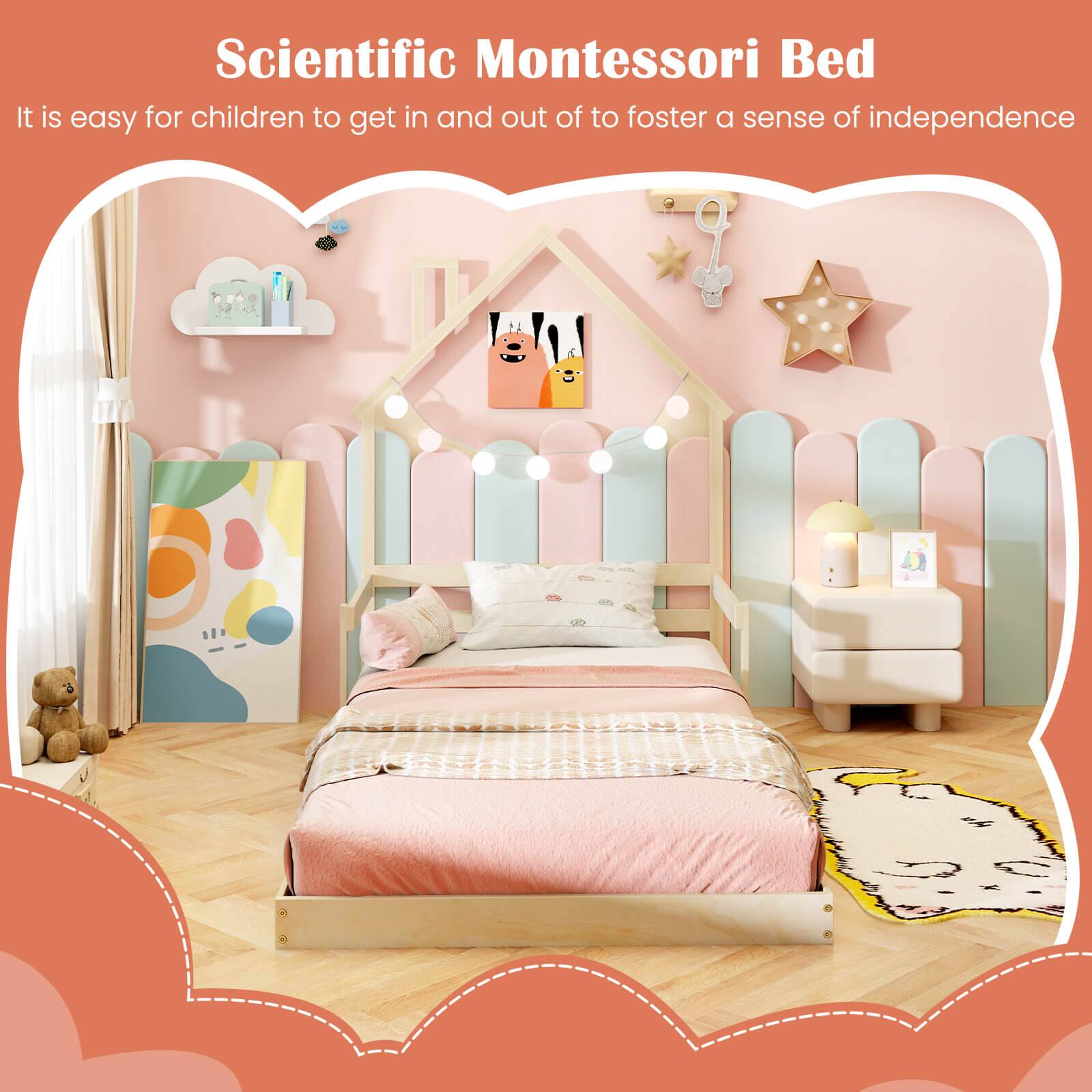 Scientific Montessori Bed: It is easy for children to get in and out of to foster a sense of independence.