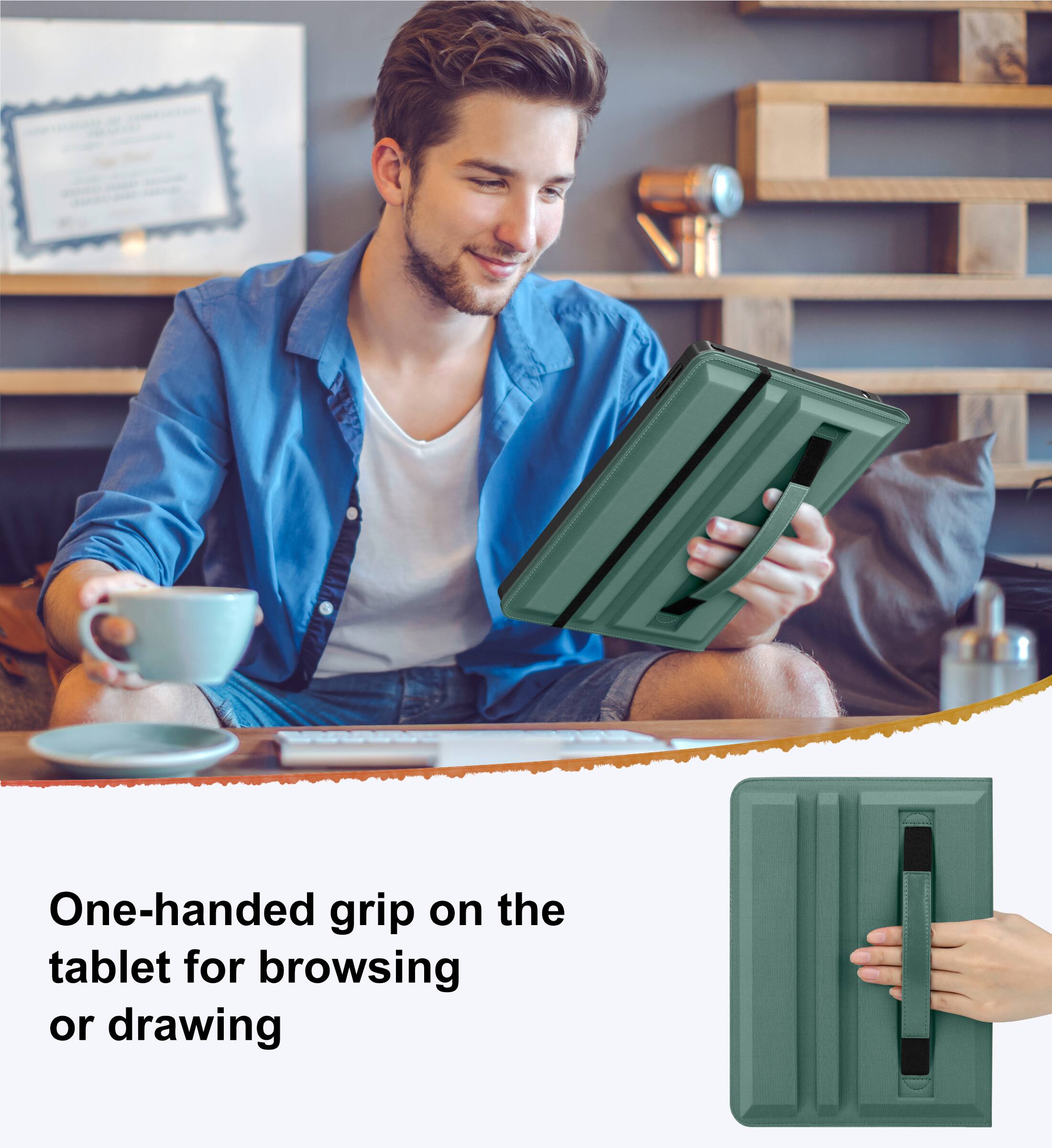 One-handed grip on the tablet for browsing or drawing