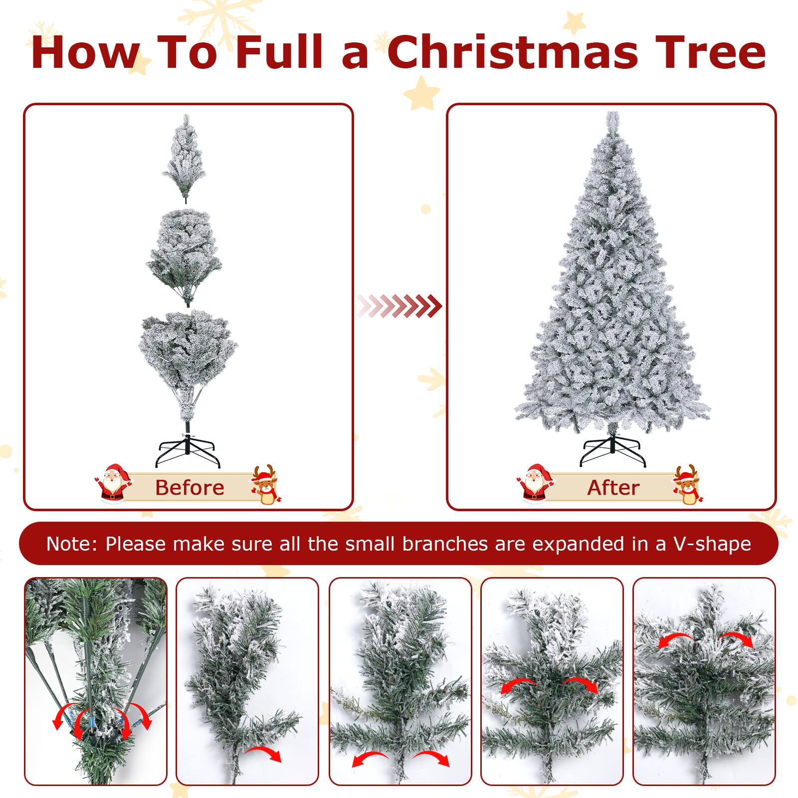 How To Full a Christmas Tree

Before

After

Note: Please make sure all the small branches are expanded in a V-shape