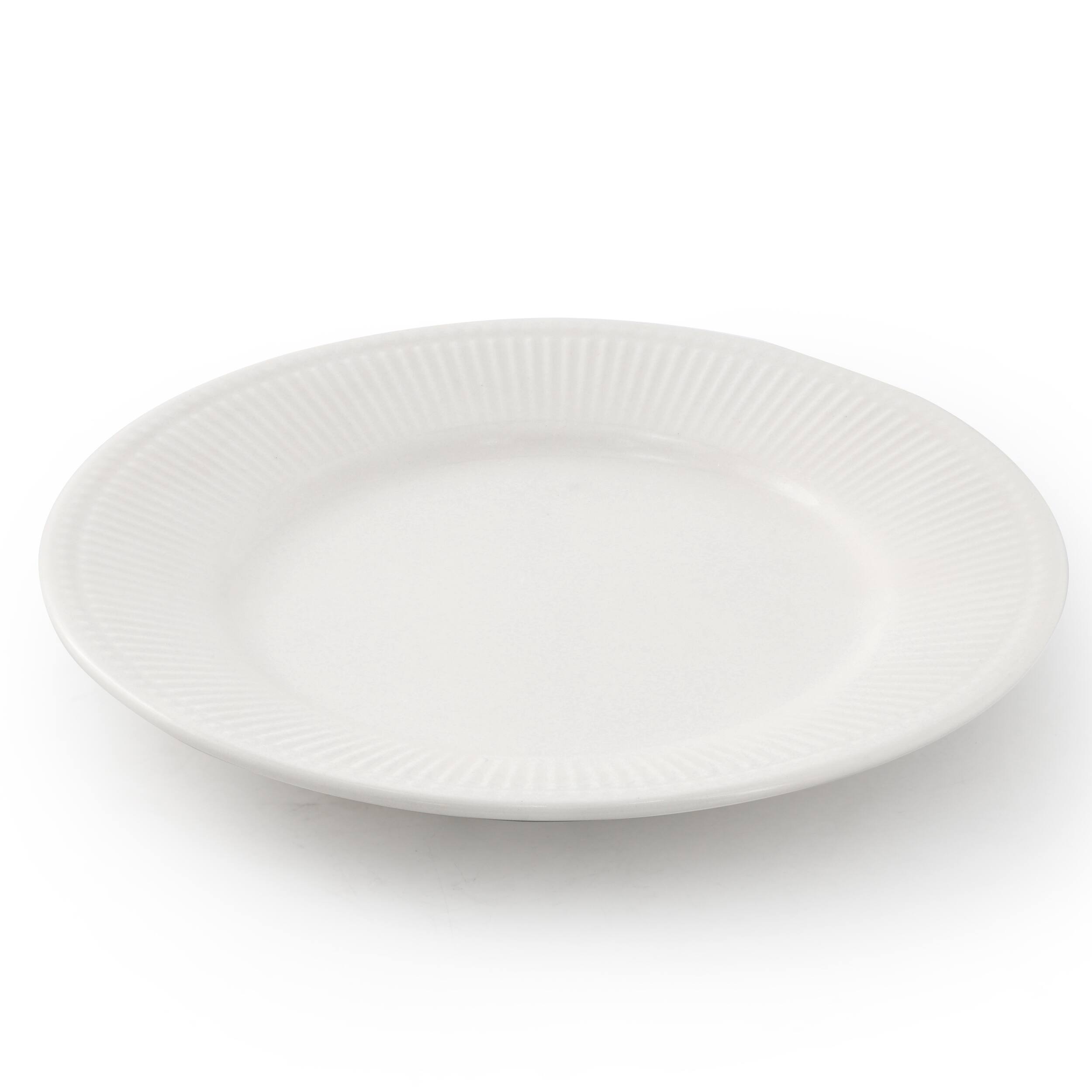 Angle. Elama - Elama Gretel 6 Piece Round Stoneware Salad Plate Set in White - White.