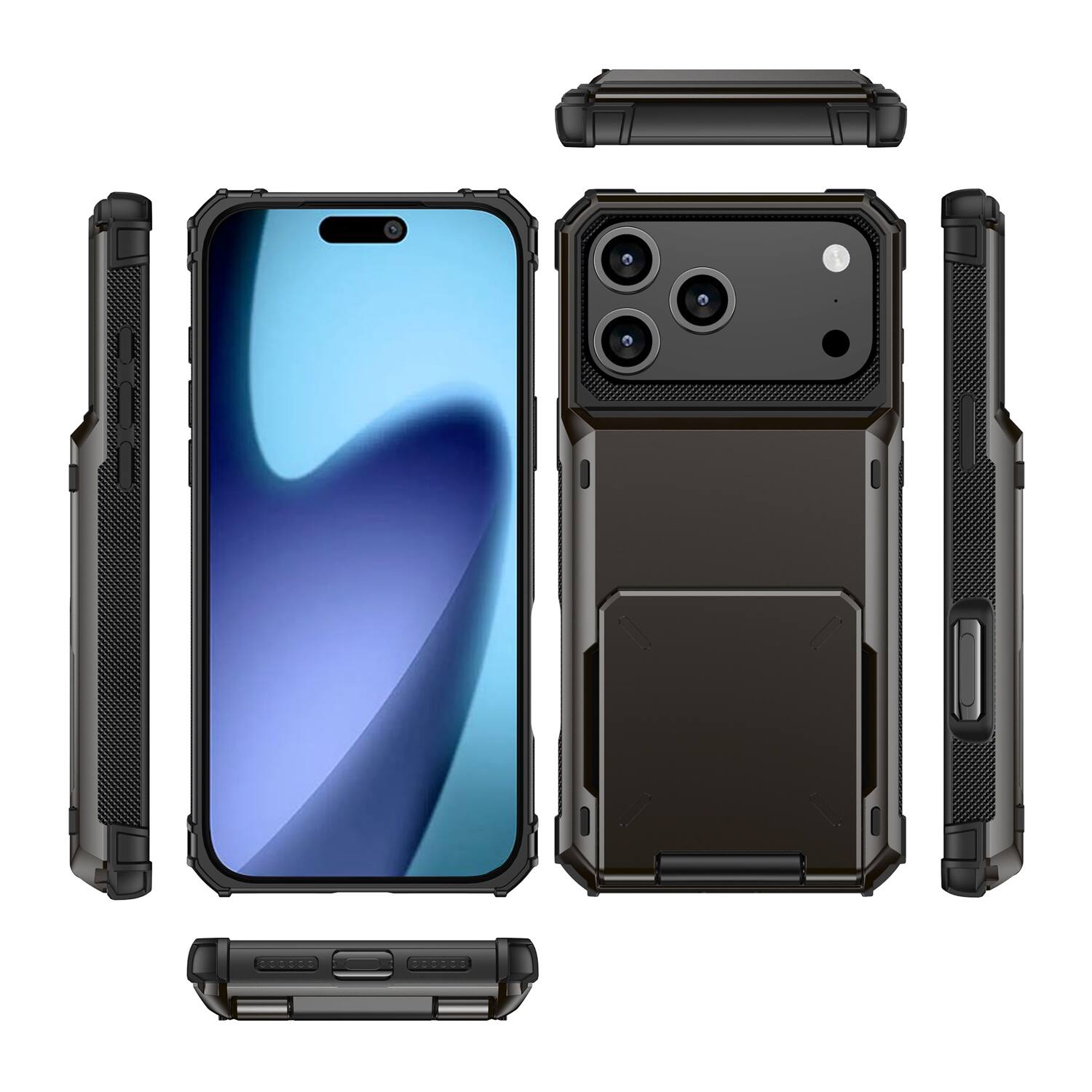 Alt View 5. Dteck - for Apple iPhone 17 Pro Max Dual Layer Protective Phone Case with Hidden 5-Card Holder Wallet Slot Flip Open Back Cover - Green.