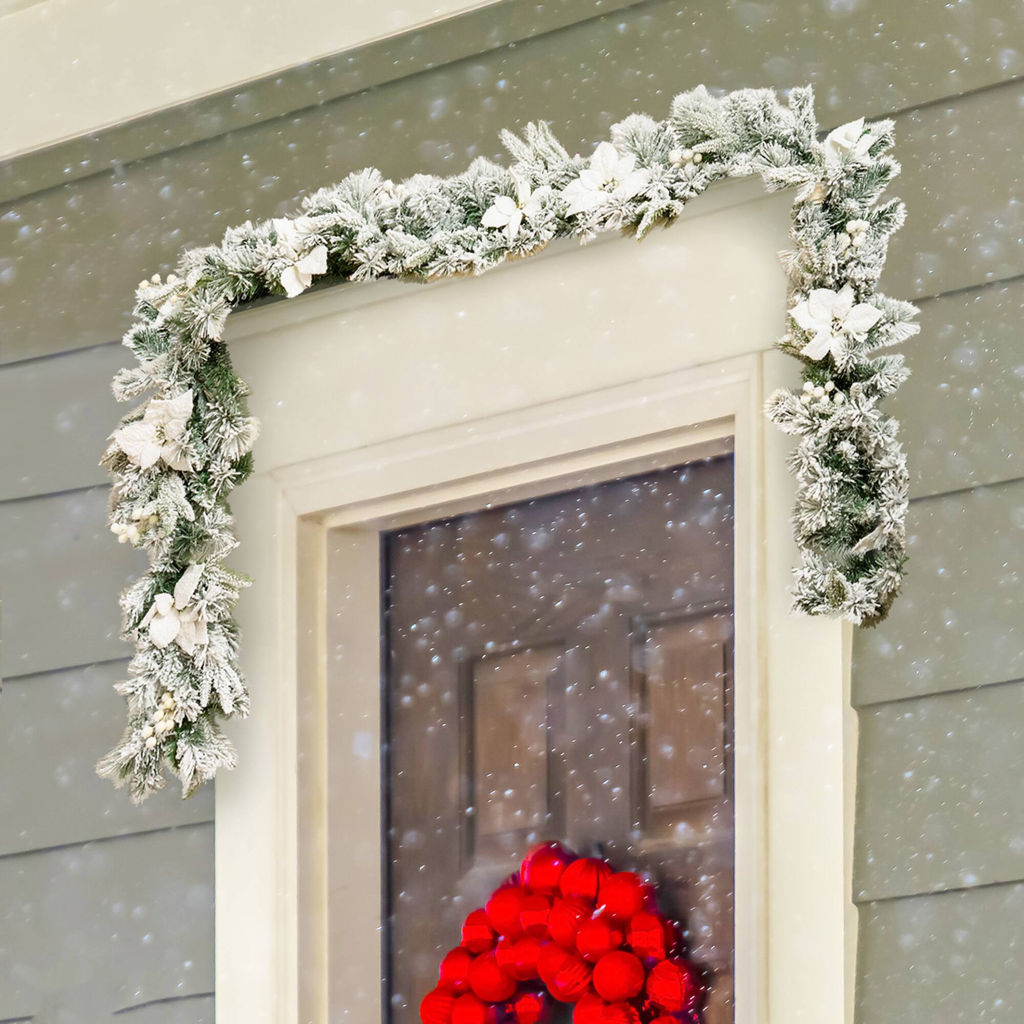 Alt View 2. Gymax - Gymax 9 FT Pre-Lit Artificial Flocked Christmas Garland w/ 50 LED Lights & Timer - White.