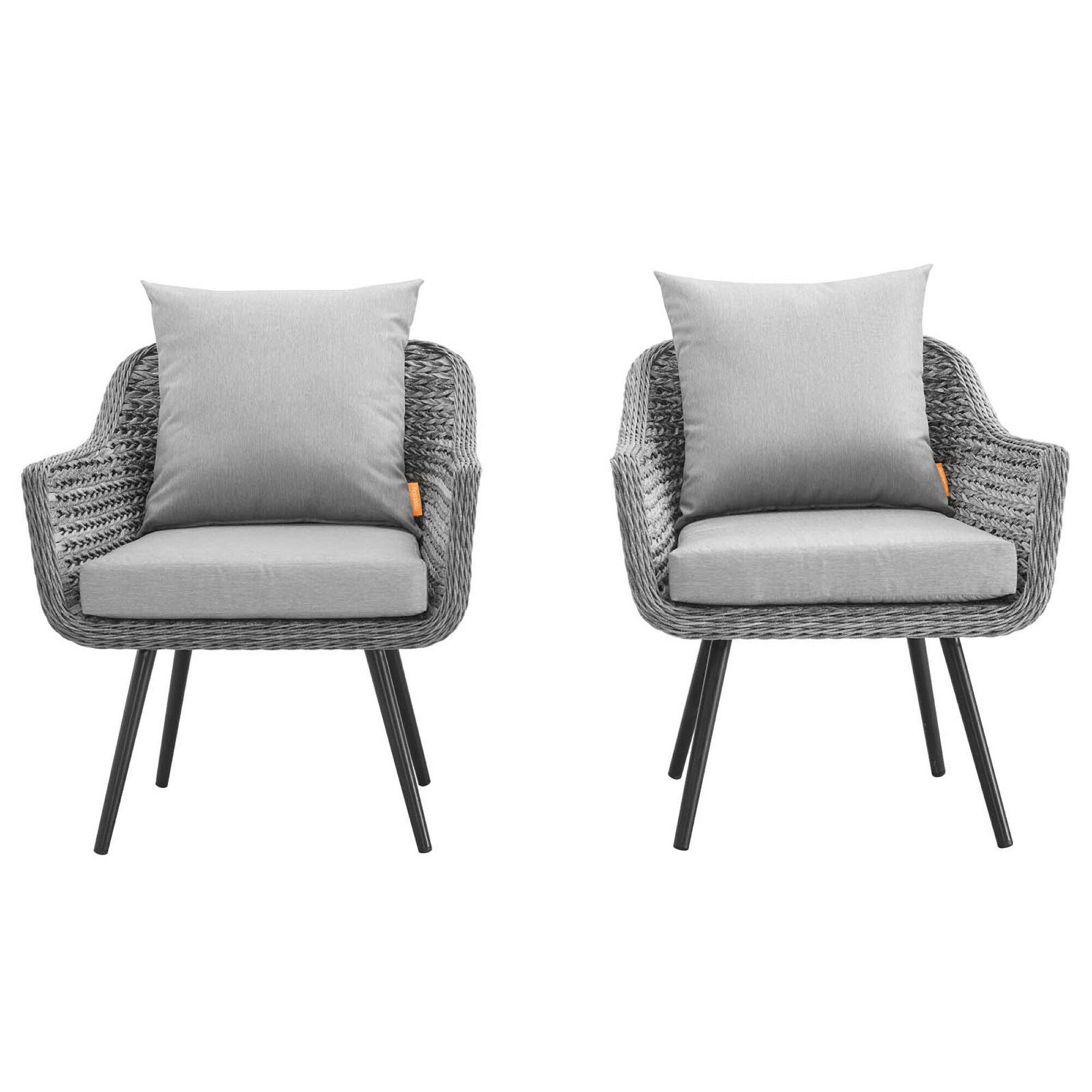 Alt View 2. Modway - Endeavor Outdoor Patio Wicker Rattan Armchair Set of 2 by Modway - Gray Gray.