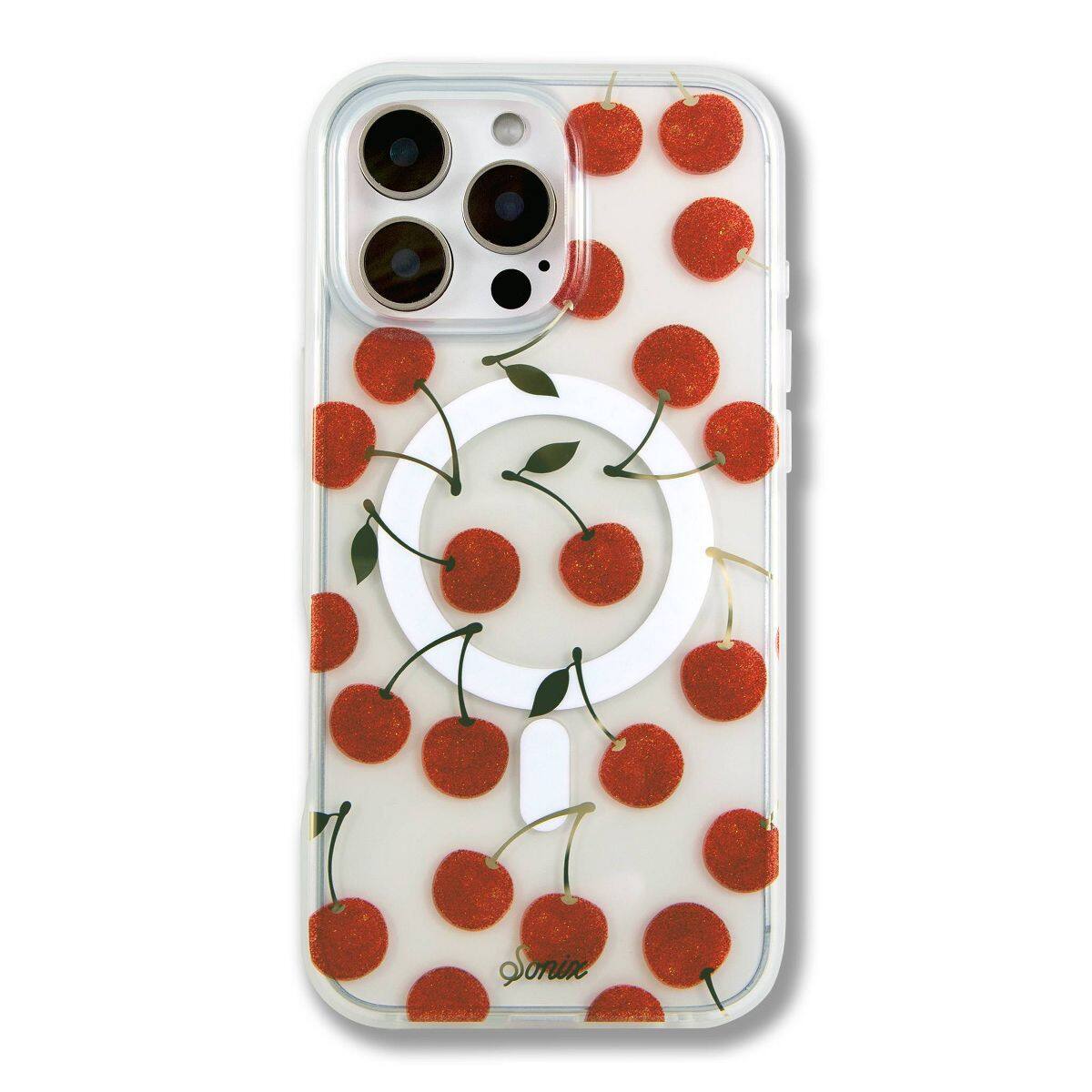 Front. Sonix - Sonix iPhone 16 Pro Max Case with MagSafe - Cherry On Top: Fruit Pattern TPU Cover - Cherry On Top.