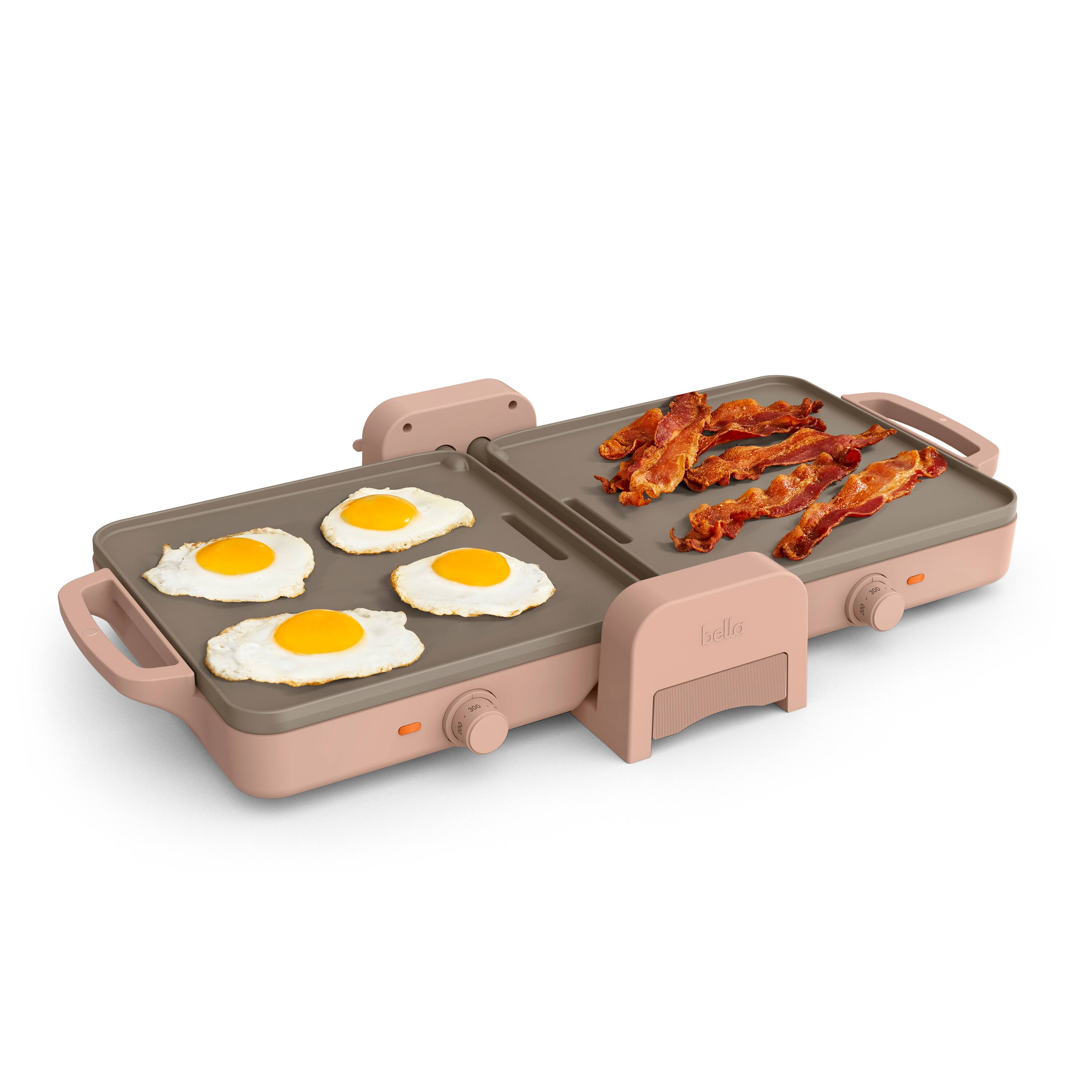 Front. Bella - Fits-anywhere Kitchenware: 10" x 20" Fold & Store Dual Temp Electric Griddle - Blossom.