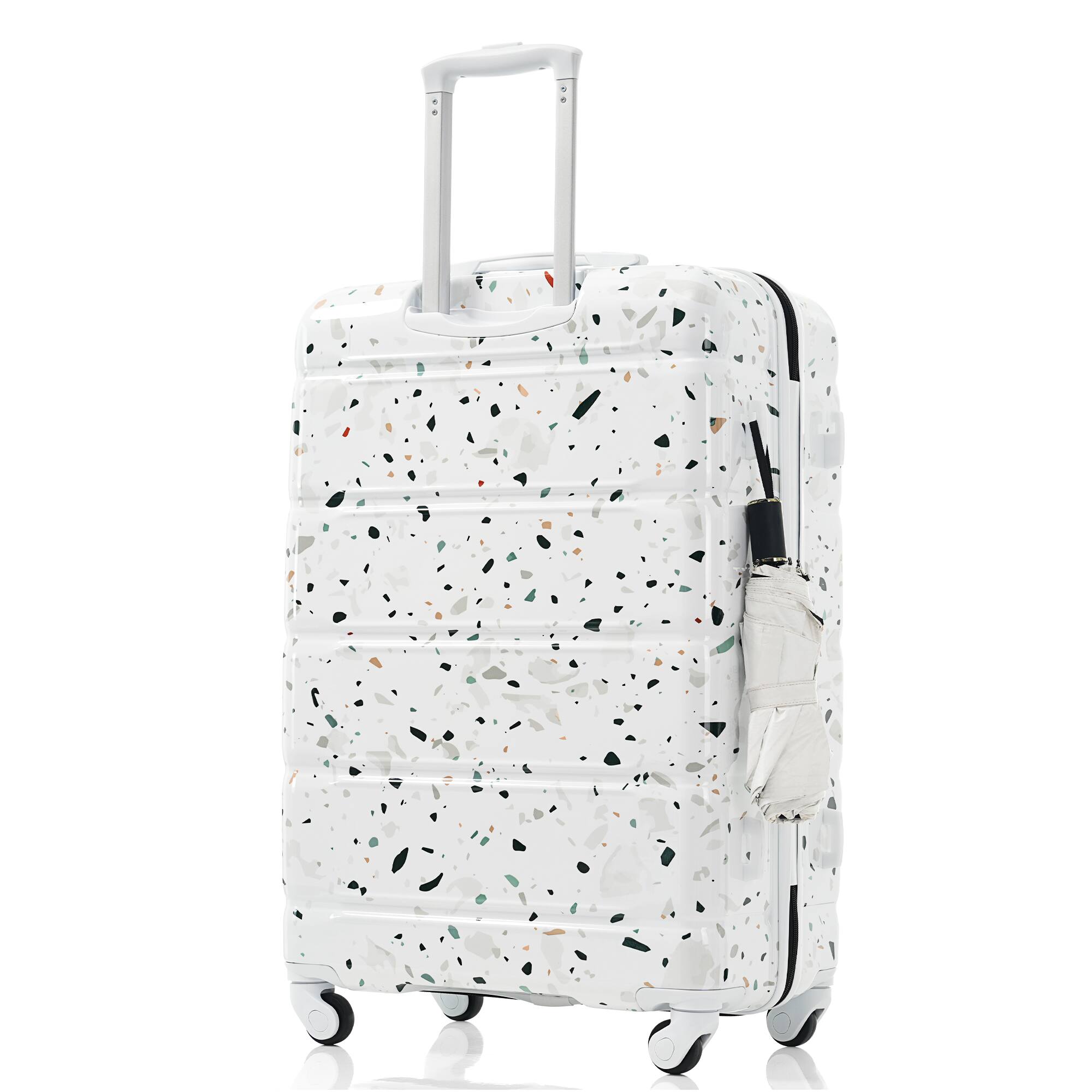 Alt View 5. Ecooso - 20/24/28-Inch 3-Piece Lightweight Hardshell Luggage Set with USB Port, Spinner Wheels, and Side Hooks - White.