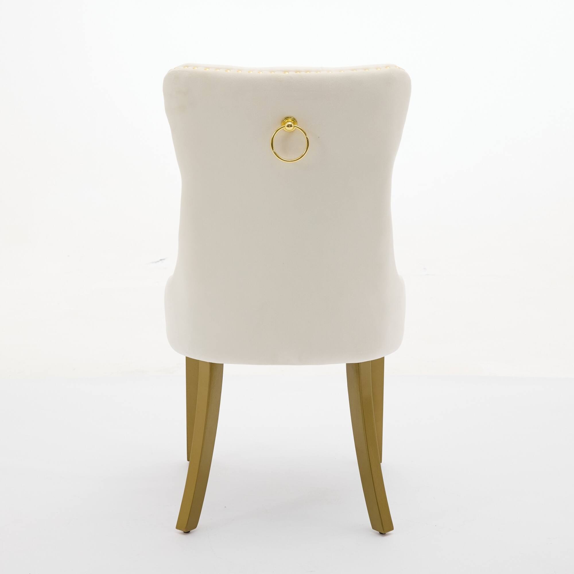 Alt View 2. GOODSILO - Modern High-End Tufted Velvet Upholstered Dining Chairs with Solid Wood Legs and Nailhead Trim, Set of 2 - Milk White.