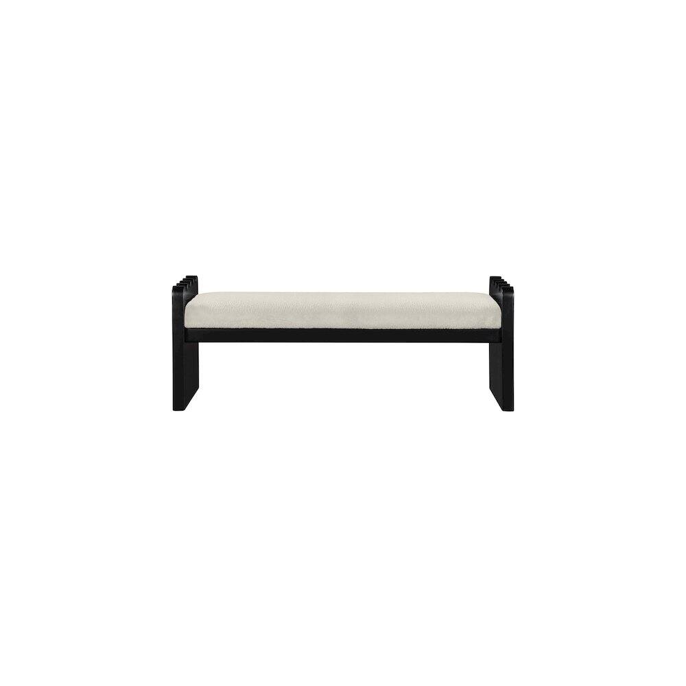 Alt View 2. Meridian Furniture - Sonia Cream Velour Fur Fabric Bench - Beige.