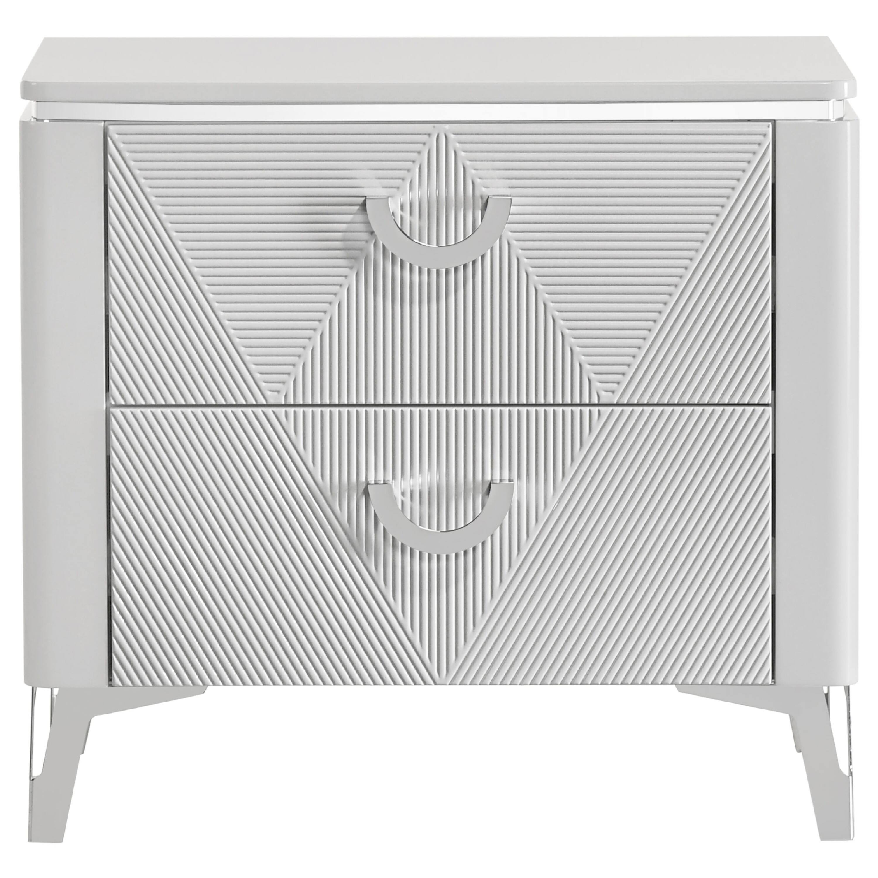 Manhattan Lane Ivana Nightstand with 2 Drawers, Geometric Texture Wood ...