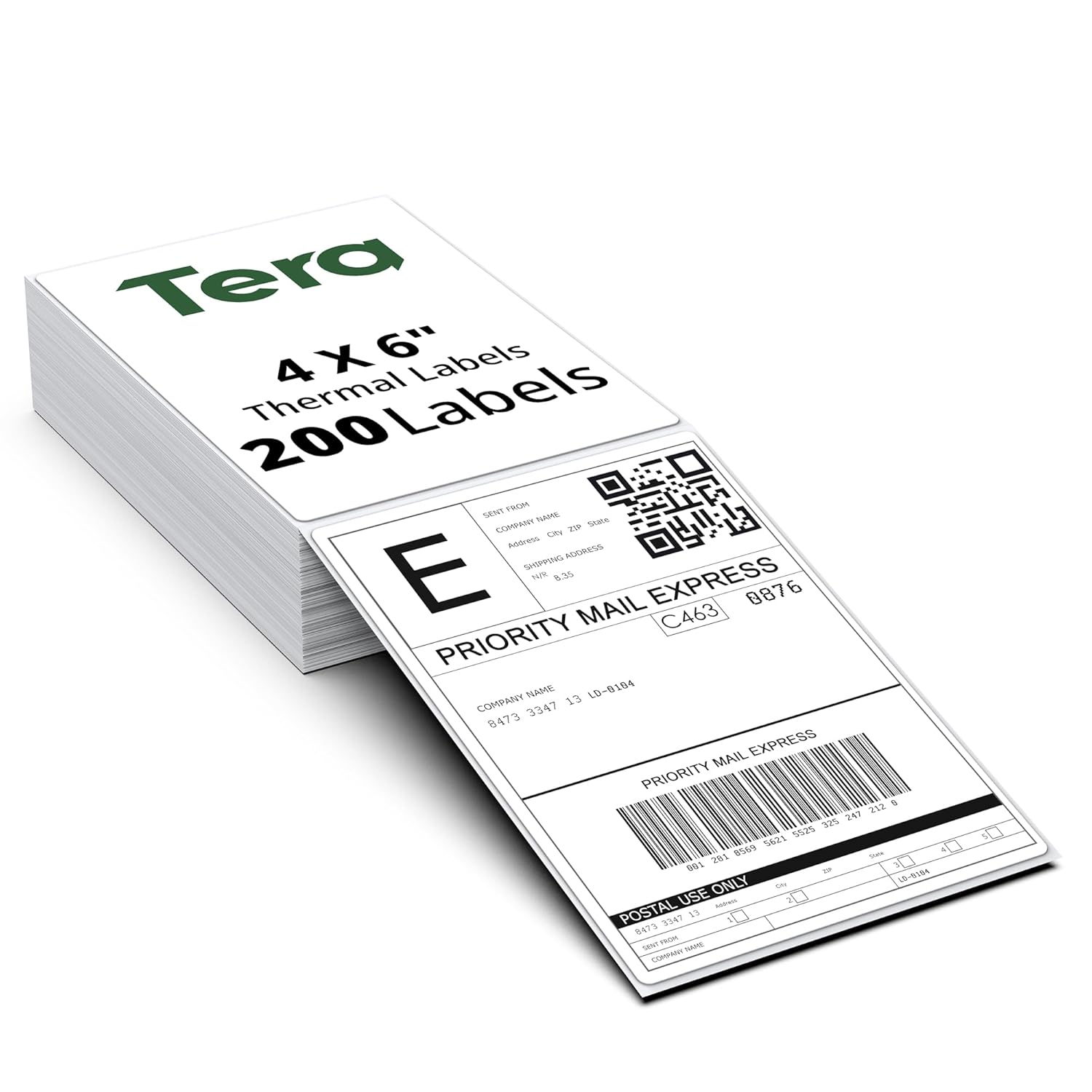 Tera - Direct Thermal Label Paper 4" x 6" – Fanfold (200 Pack)