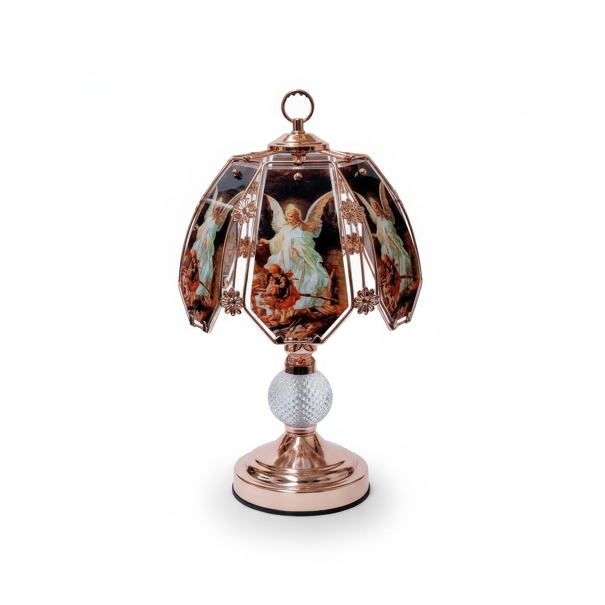 Angle. FC Design - 17"H Multicolor Angel Design Glass Panel Design Touch Lamp.
