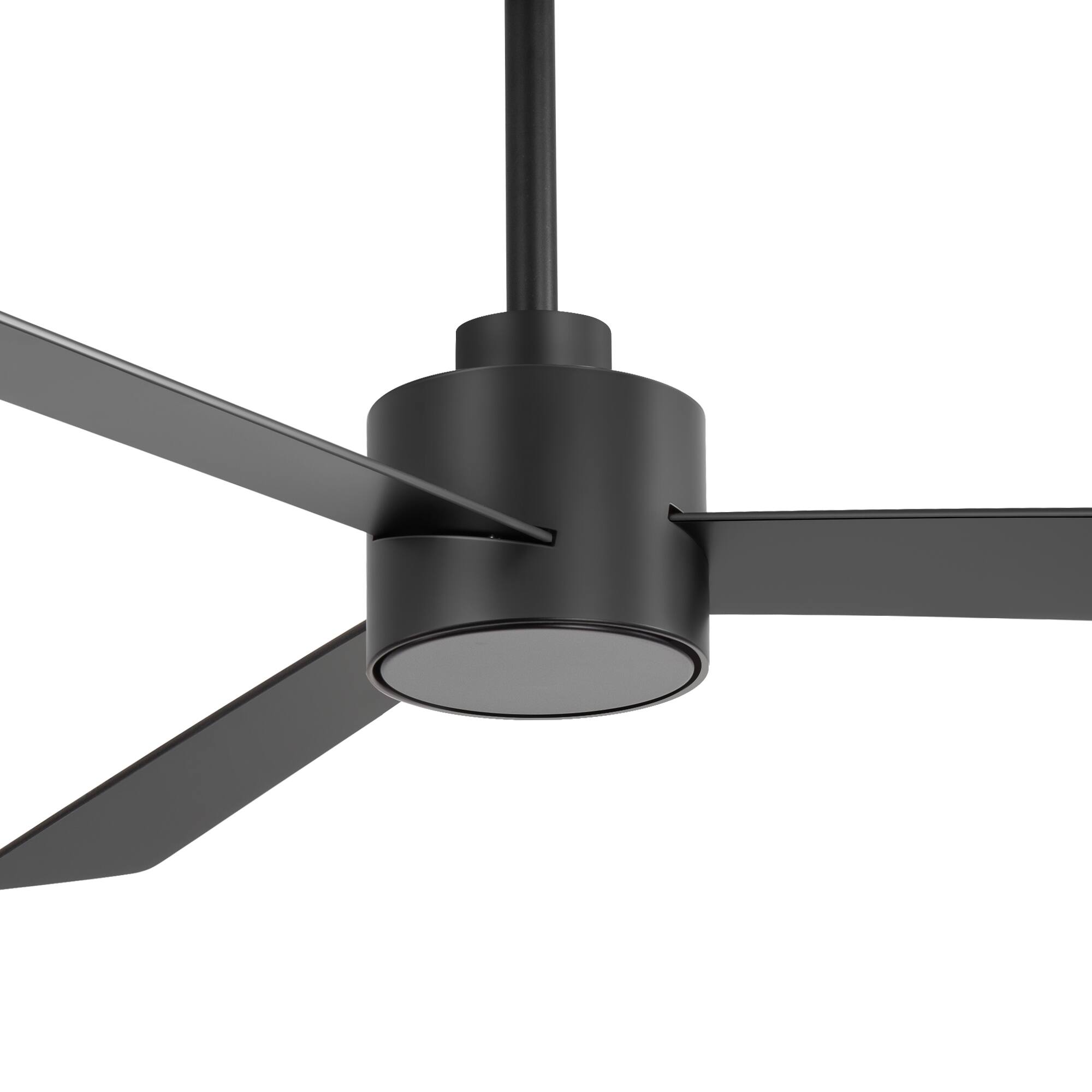 Left. Breezary - 52" Indoor Ceiling Fan, 3 Plywood Blades, 6-Speed DC Motor, Remote & Timer, 5" & 10" Downrods, LED Light/No Light Option - Matte Black (Without Light).