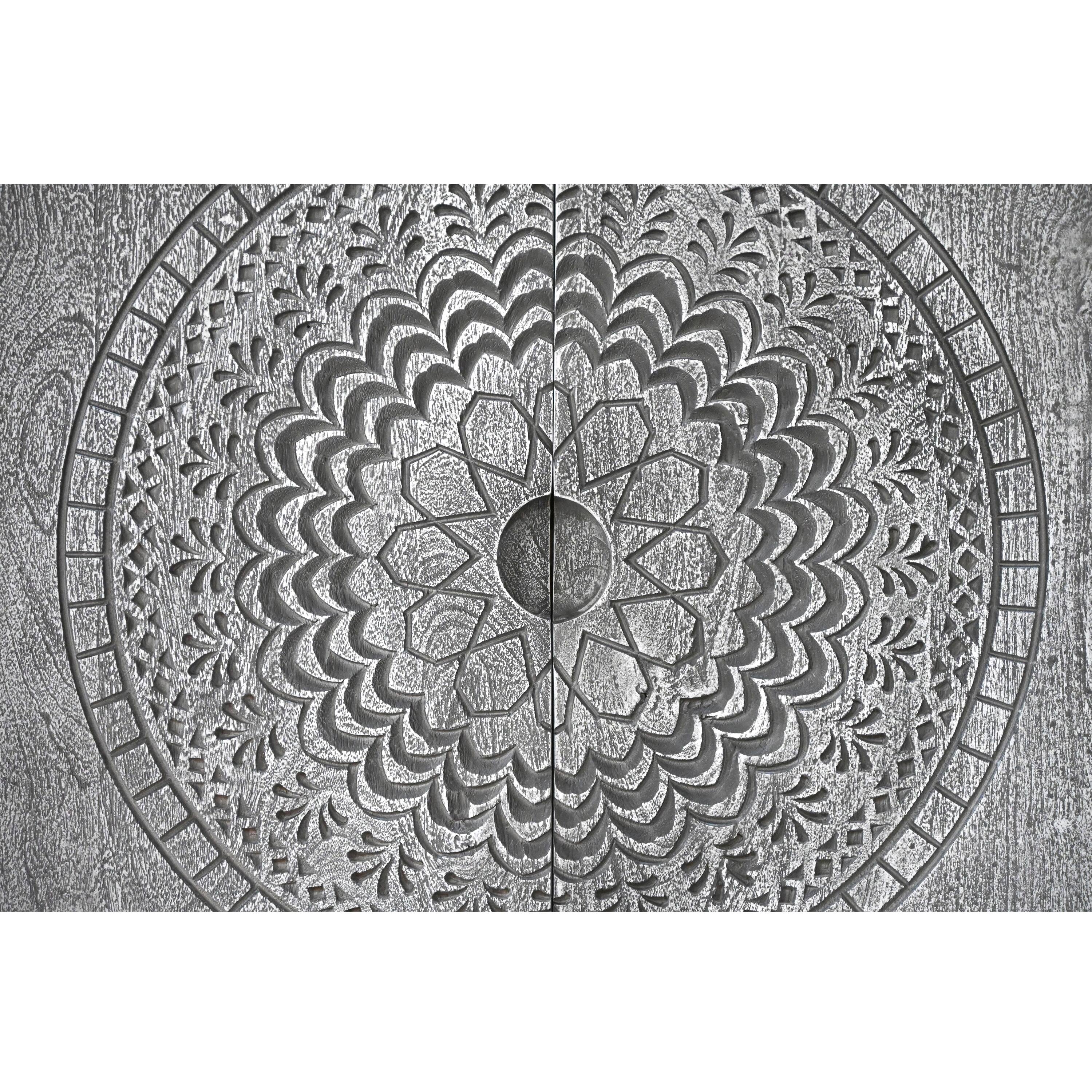 Alt View 2. Manhattan Lane - Zera 39 Inch Handcrafted Accent Cabinet with 2 Doors - Gray and Black.