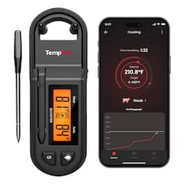 ThermoPro - TempPro TempSpike Plus 600 ft Wireless Meat Thermometer with Ultra-Thin Probe & LCD Booster (Formerly ThermoPro) - Black
