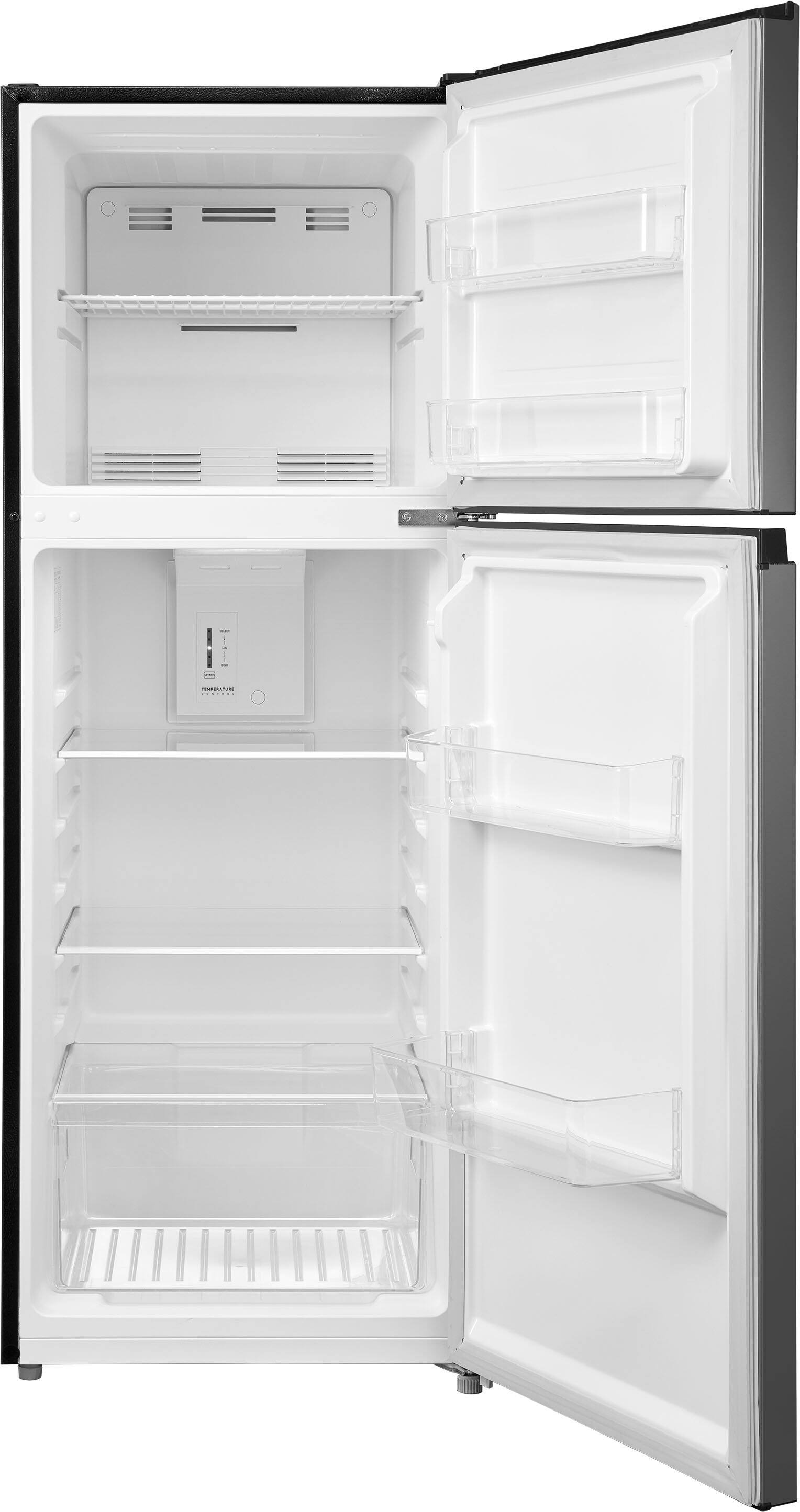 Alt View 6. Insignia™ - 10.1 Cu. Ft. Top-Freezer Refrigerator with Reversible Door and ENERGY STAR Certification - Stainless Steel Look.