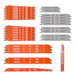 VEVOR - Reciprocating Saw Blades, 32-Piece, Various Sizes Bi-Metal Reciprocating Saw Blade Set with Universal Shank,Sharp Teeth - Orange,,Gray
