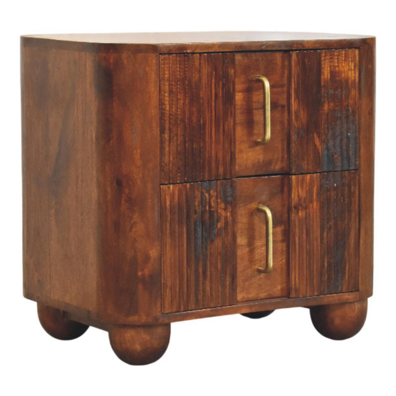 Alt View 1. Artisan Furniture - Artisan Furniture Solid Wood Ribera Bedside Table, 2 Drawers, Brown - Brown.