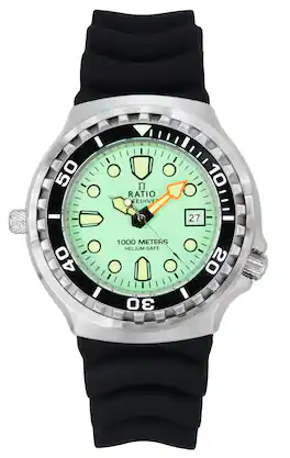 RATIO - FreeDiver Version 02 Helium Safe 1000M Sapphire Quartz Dial 1038EF102V-GRN-V02 Men's Watch - Mint Green