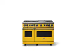 Viking - 48 in. Wide 6 Burner Dual Fuel Sealed Burner Range with Griddle - Daffodil