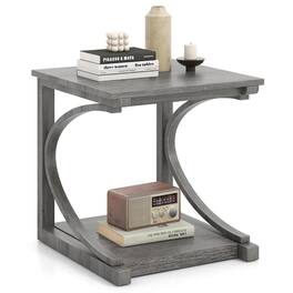 Resenkos - Sofa Side End Table, End Table, Couch Table,C-shaped 24 Inch 2 Tier Square End Table Sofa Side Table-Grey - Gray