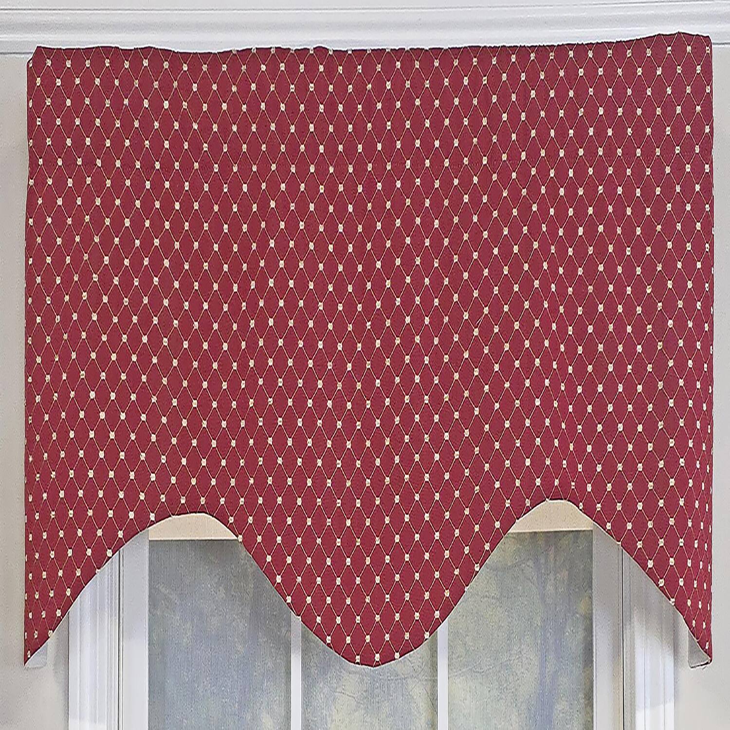 Left. RLF Home - RLF Home Passat Cornice 100% Cotton Rod Pocket  Window Valance 50" x 17" Red - Red.