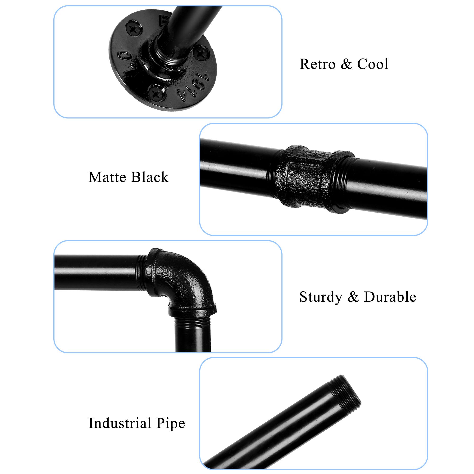 Retro & Cool Matte Black Sturdy & Durable Industrial Pipe
