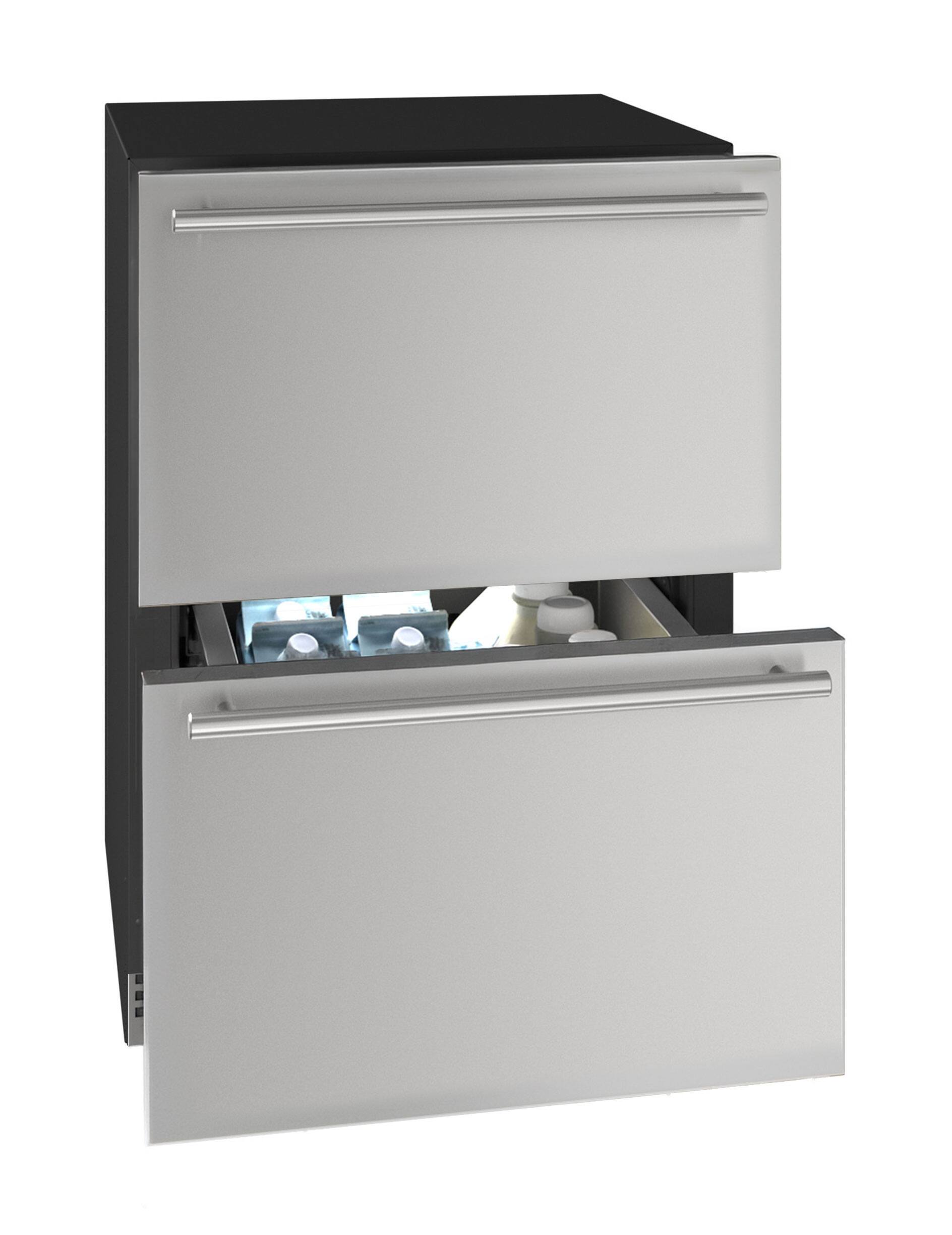 Angle. U-Line - U-Line 24"W. 5.1 Cu.Ft. Built-In Stainless Steel Compact Refrigerated Drawers - Stainless Steel.