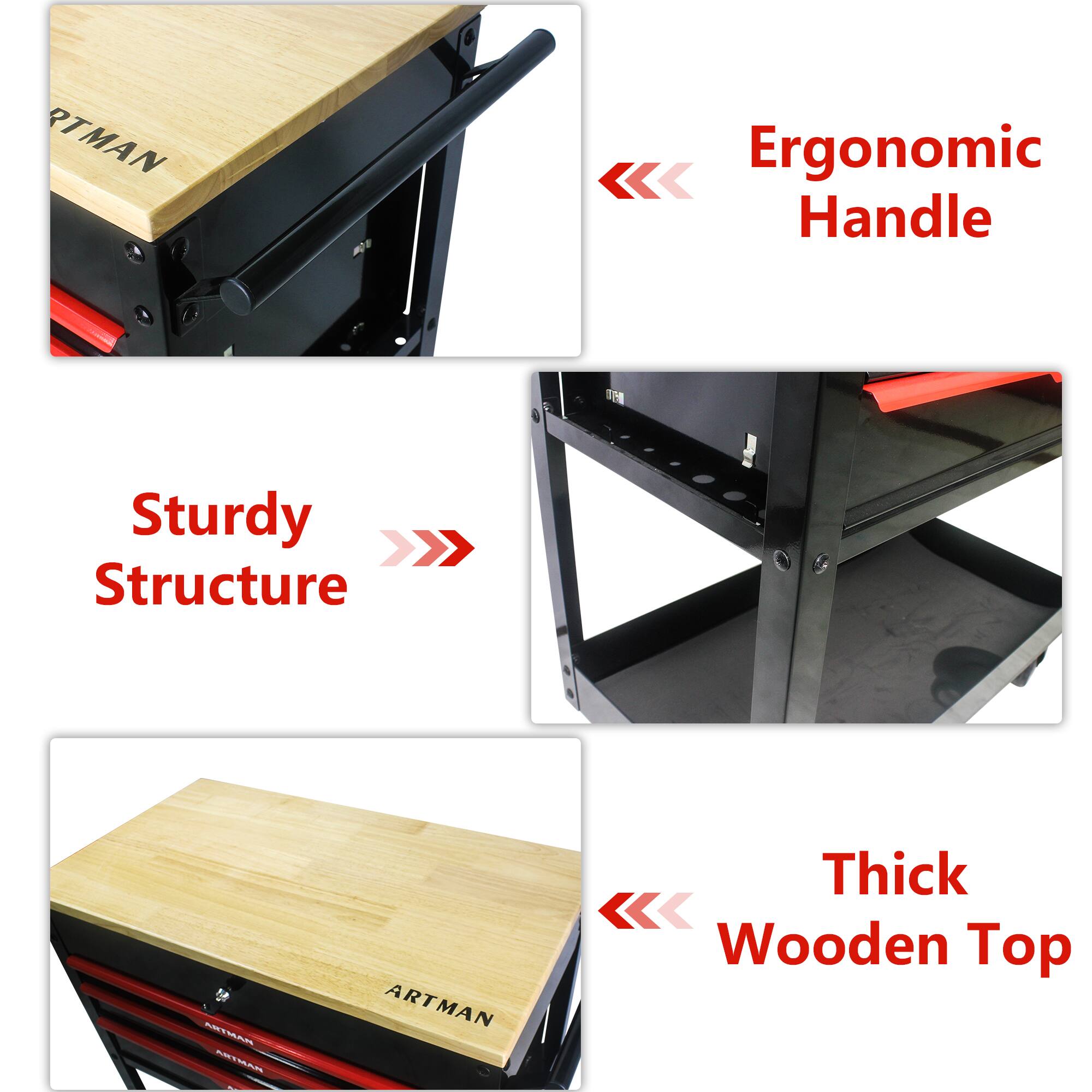 - Ergonomic Handle
- Sturdy Structure
- Thick Wooden Top