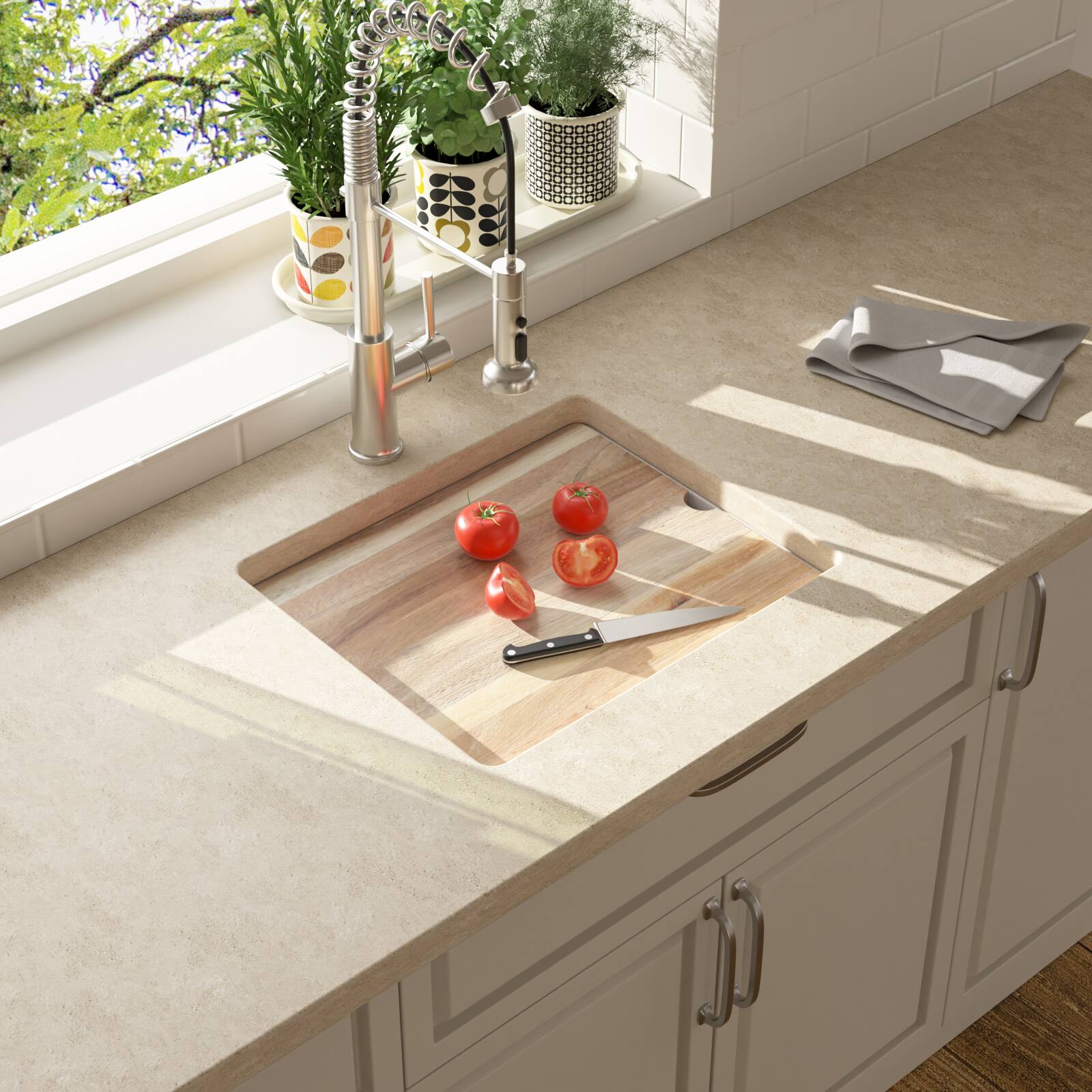 Left. Lordear - 21x18x10 Inch White Granite Composite Undermount kitchen Sink Single Bowl Quartz Workstation Bar Sink - White.