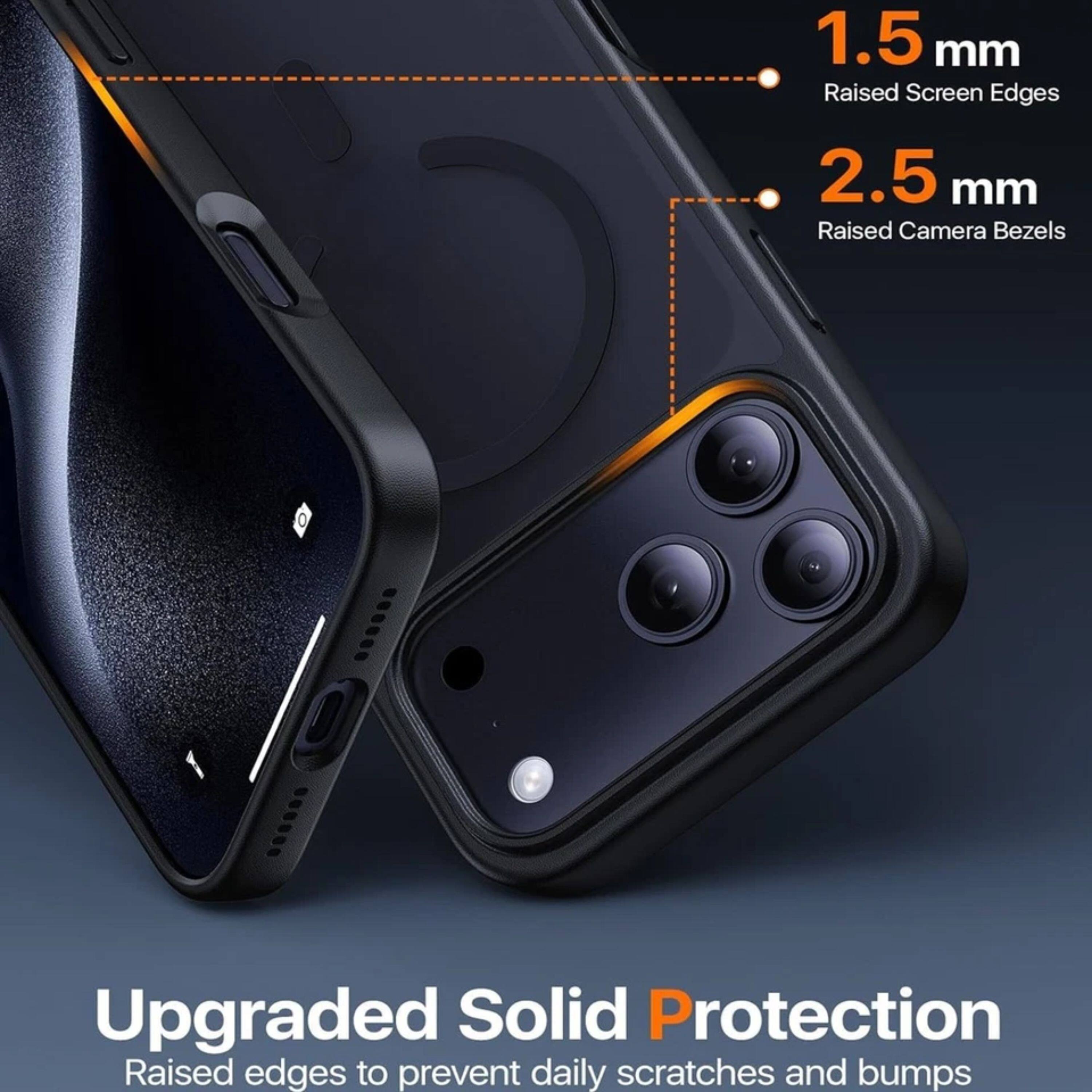 1.5 mm Raised Screen Edges  
2.5 mm Raised Camera Bezels  
Upgraded Solid Protection  
Raised edges to prevent daily scratches and bumps