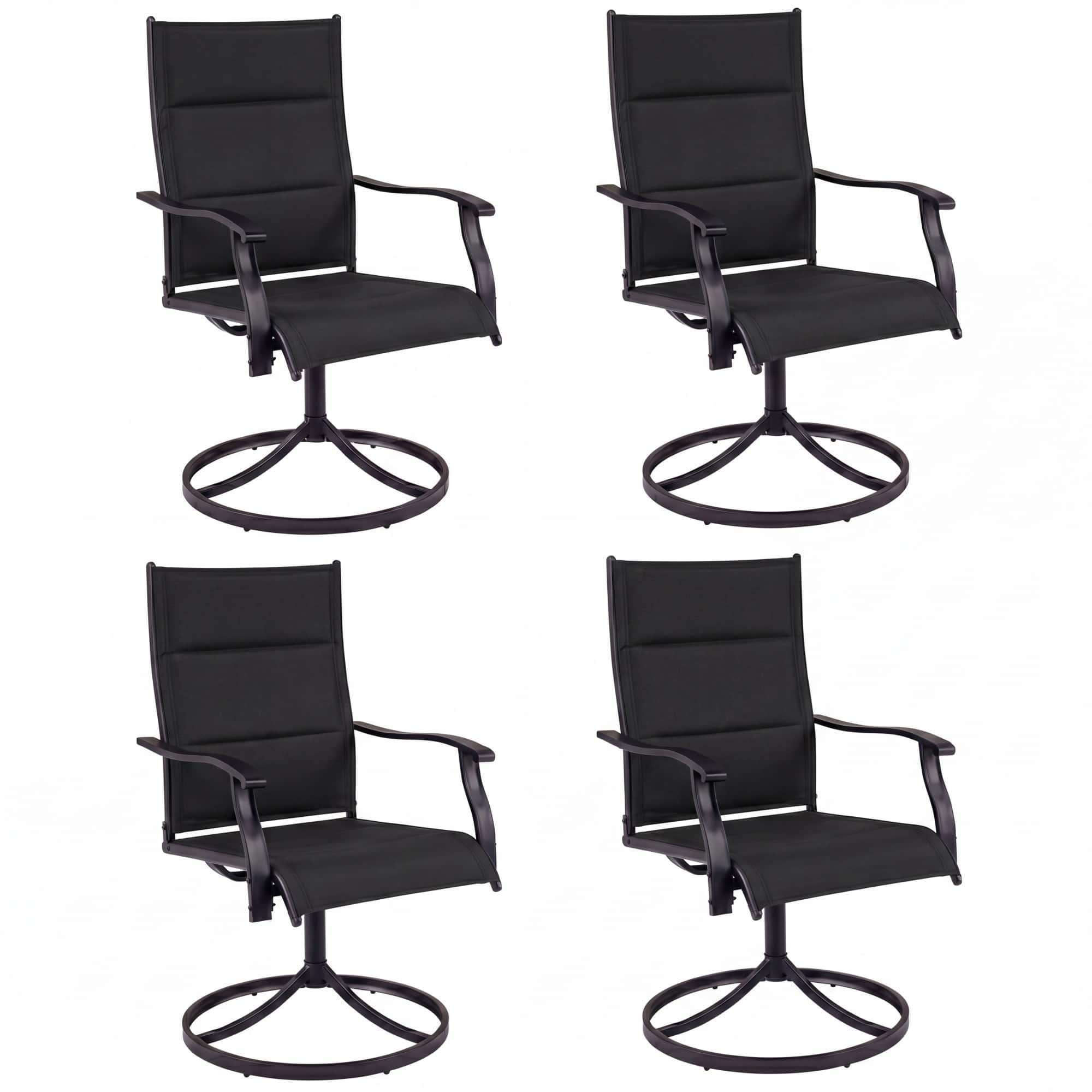 Costway - Padded Patio Swivel Chairs Set of 4, Ergonomic Outdoor Dining Chairs with High Back - Black price history on PriceWatchPro
