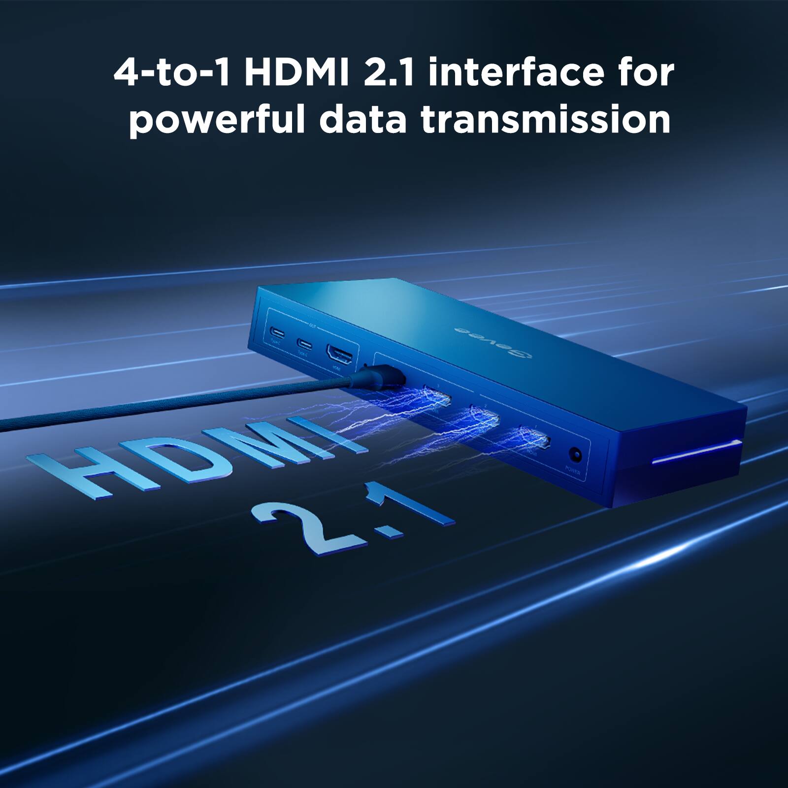 4-to-1 HDMI 2.1 interface for powerful data transmission