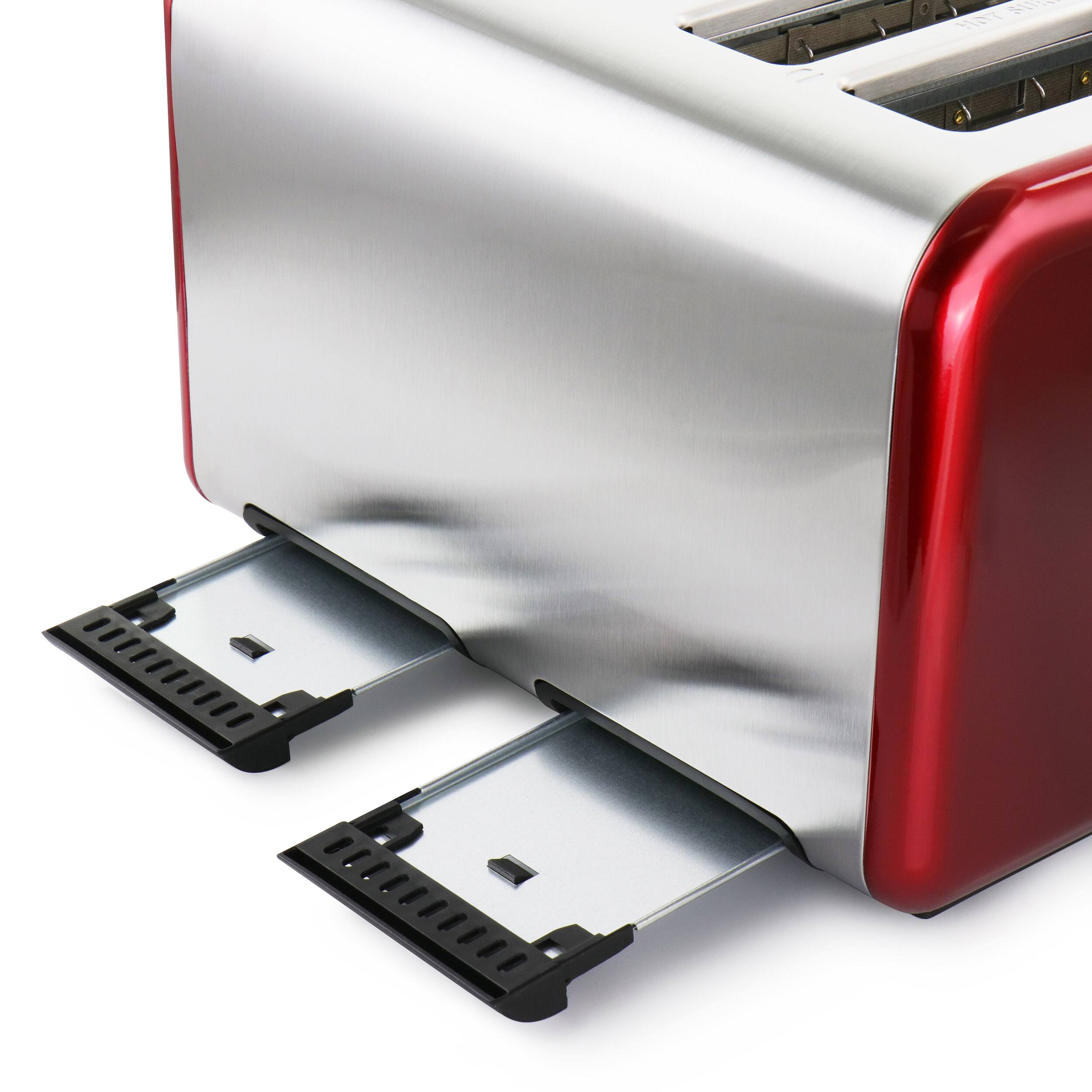 Alt View 4. MegaChef - MegaChef 4 Slice Toaster in Stainless Steel Red - Red.