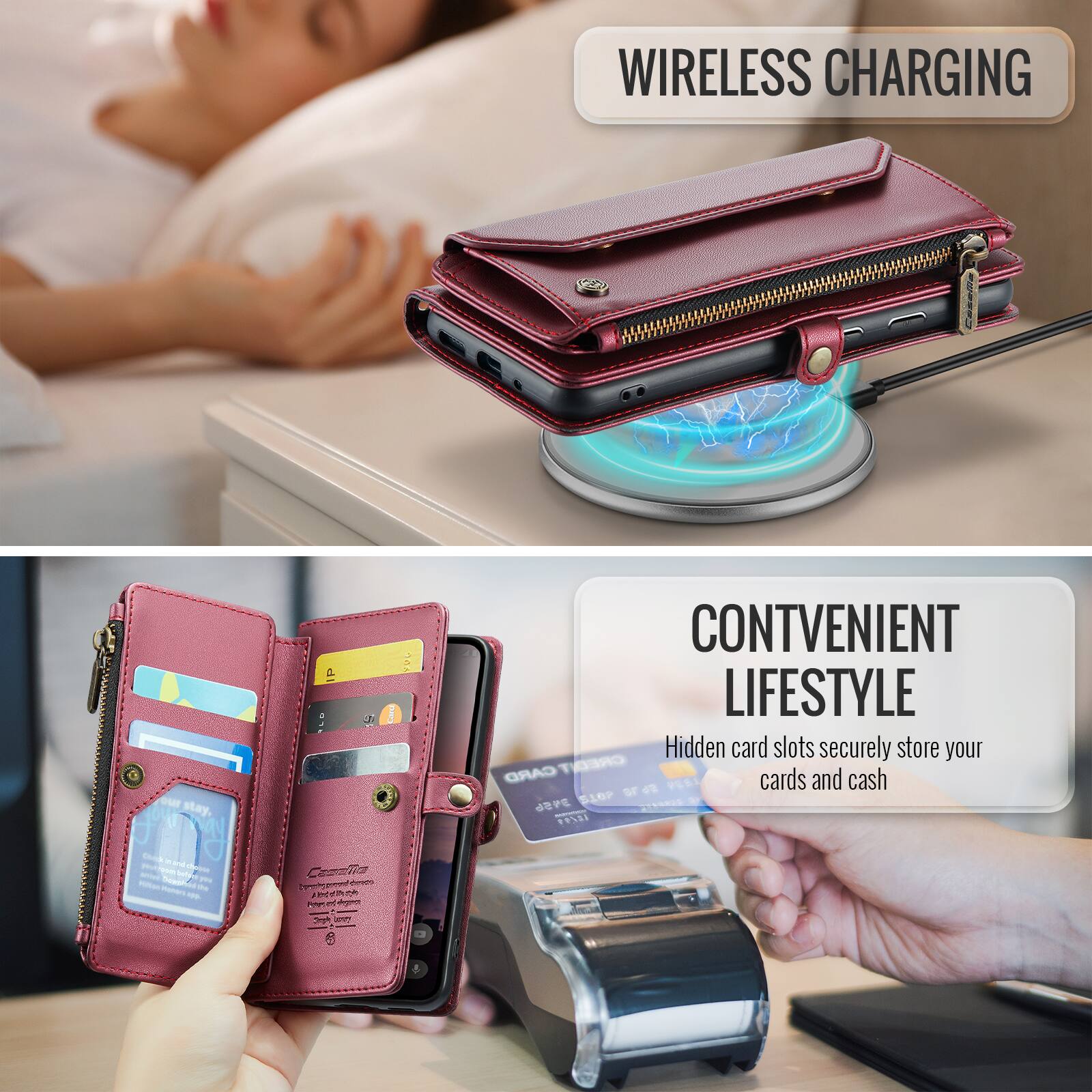 WIRELESS CHARGING

CONVENIENT LIFESTYLE

Hidden card slots securely store your CARD CREDIT