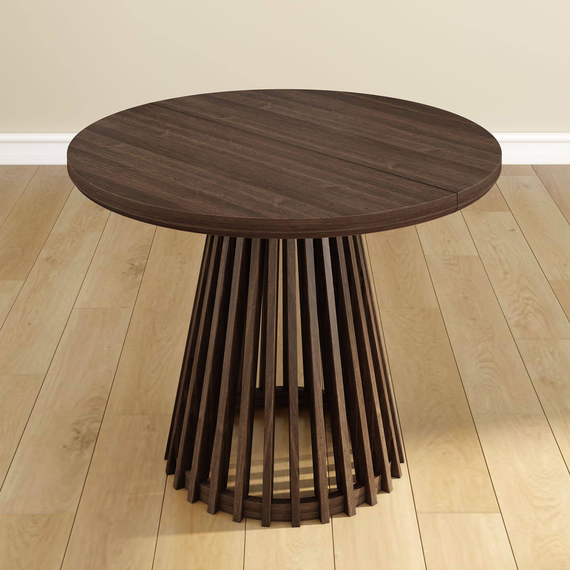 Alt View 7. Plank+Beam - Lido Round Dining Table (38in / 966mm)|| Walnut - Walnut.