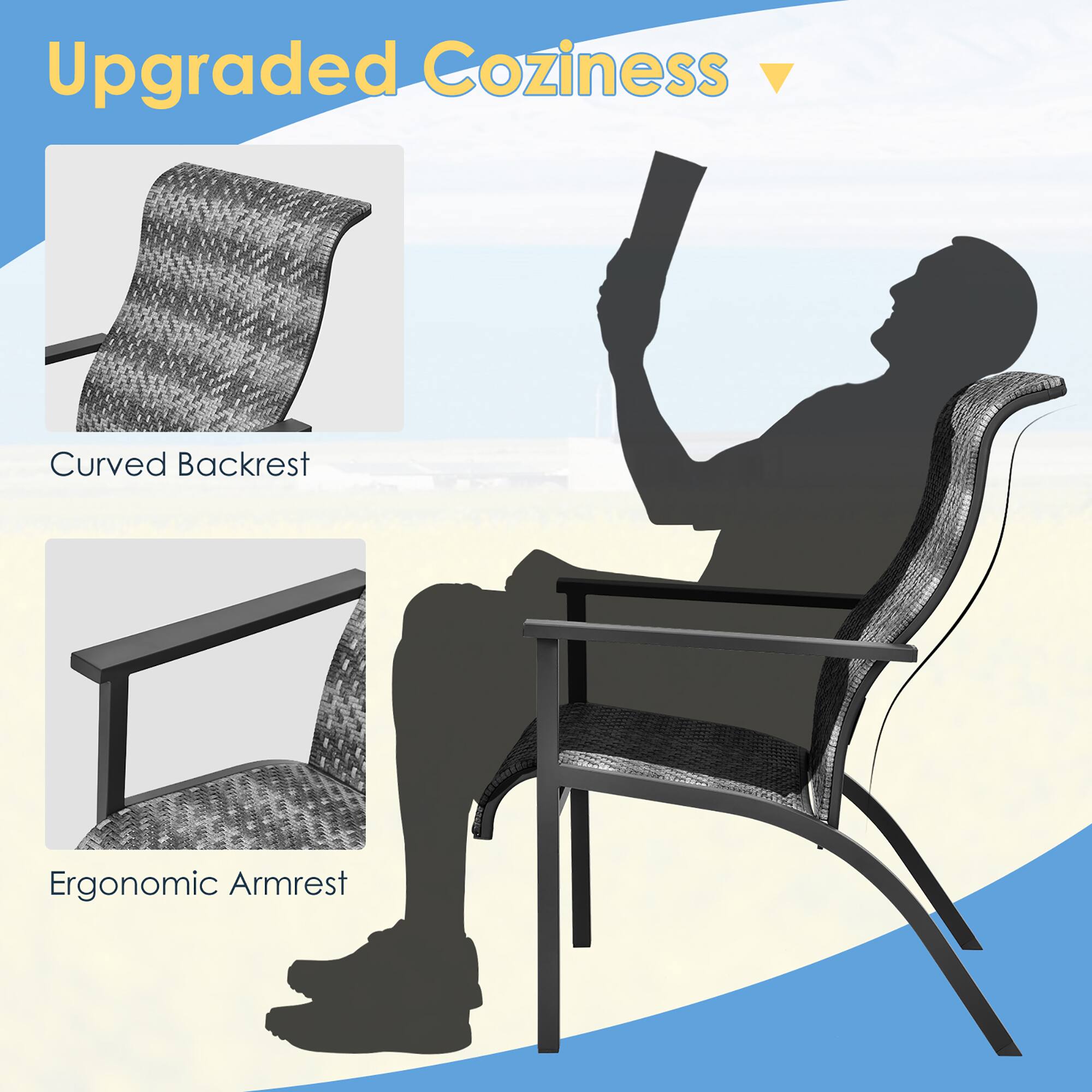 Upgraded Coziness

Curved Backrest

Ergonomic Armrest