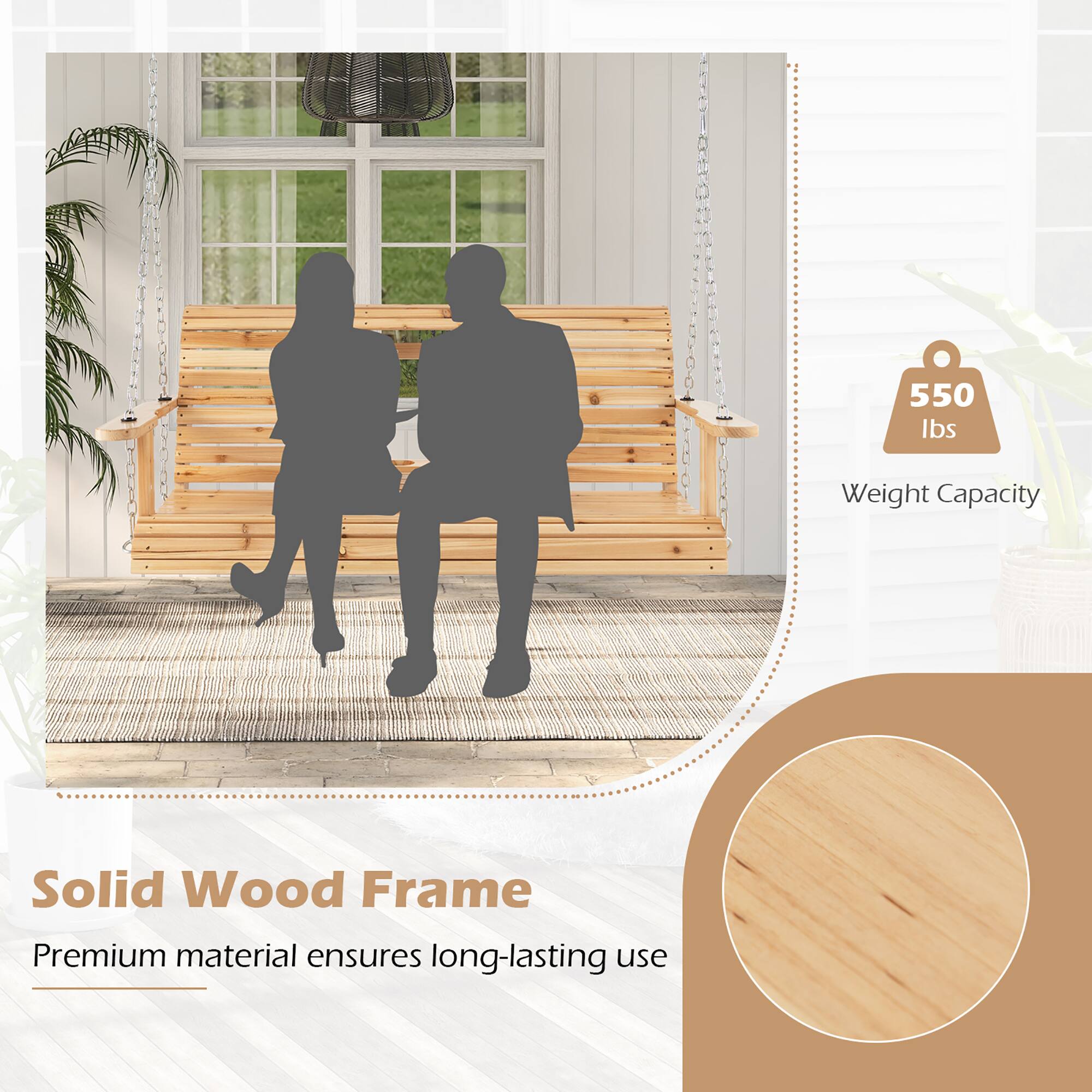 550 lbs Weight Capacity, Solid Wood Frame, Premium material ensures long-lasting use