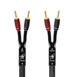 AudioQuest - Rocket 88 15' Pair Full-Range Speaker Cable w/ SureGrip 500 Banana > Banana Connectors - Gold - Green on Black Braid